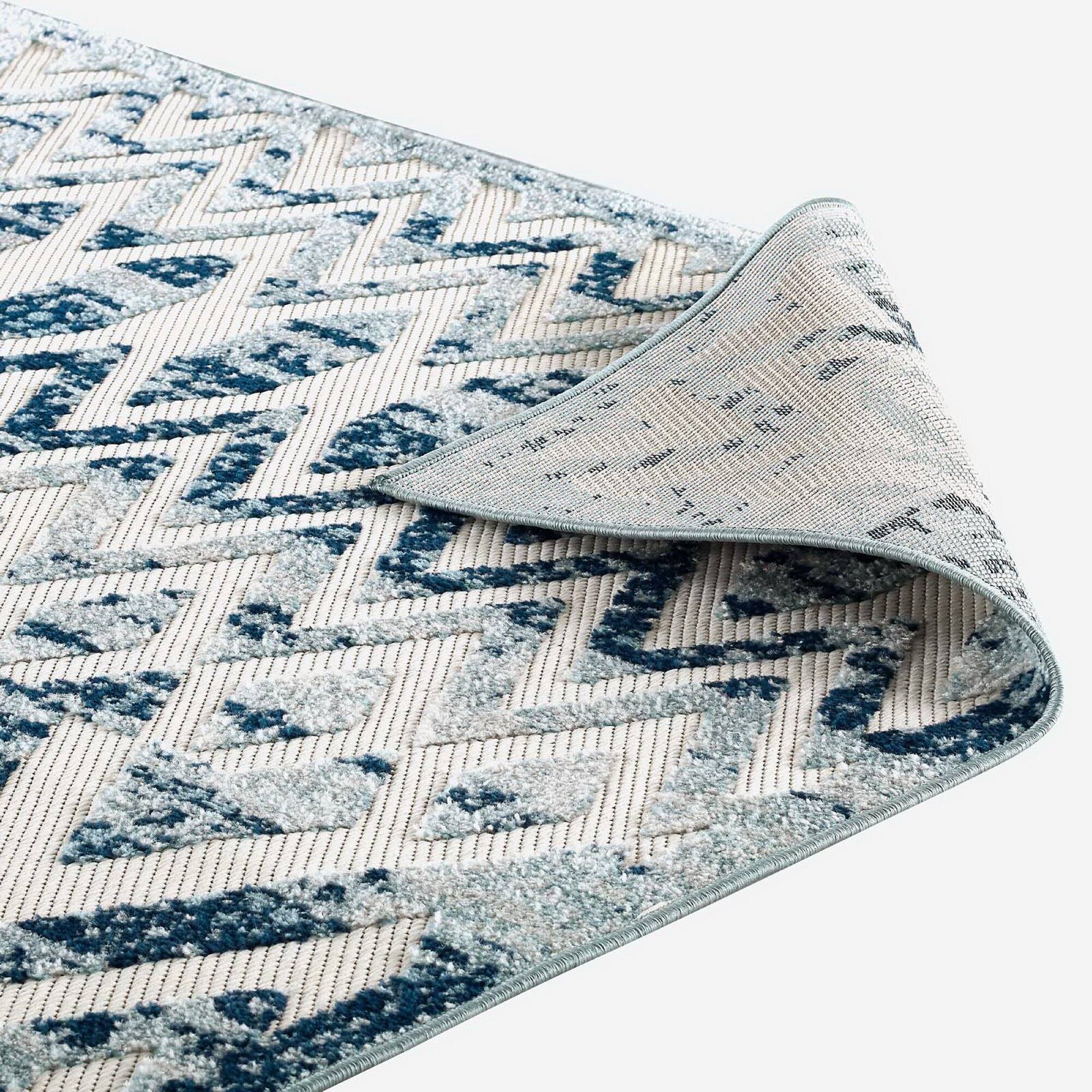 Alt View 5. Modway - Reflect Tamako Diamond and Chevron Moroccan Trellis Indoor / Outdoor Area Rug - Ivory and Blue.