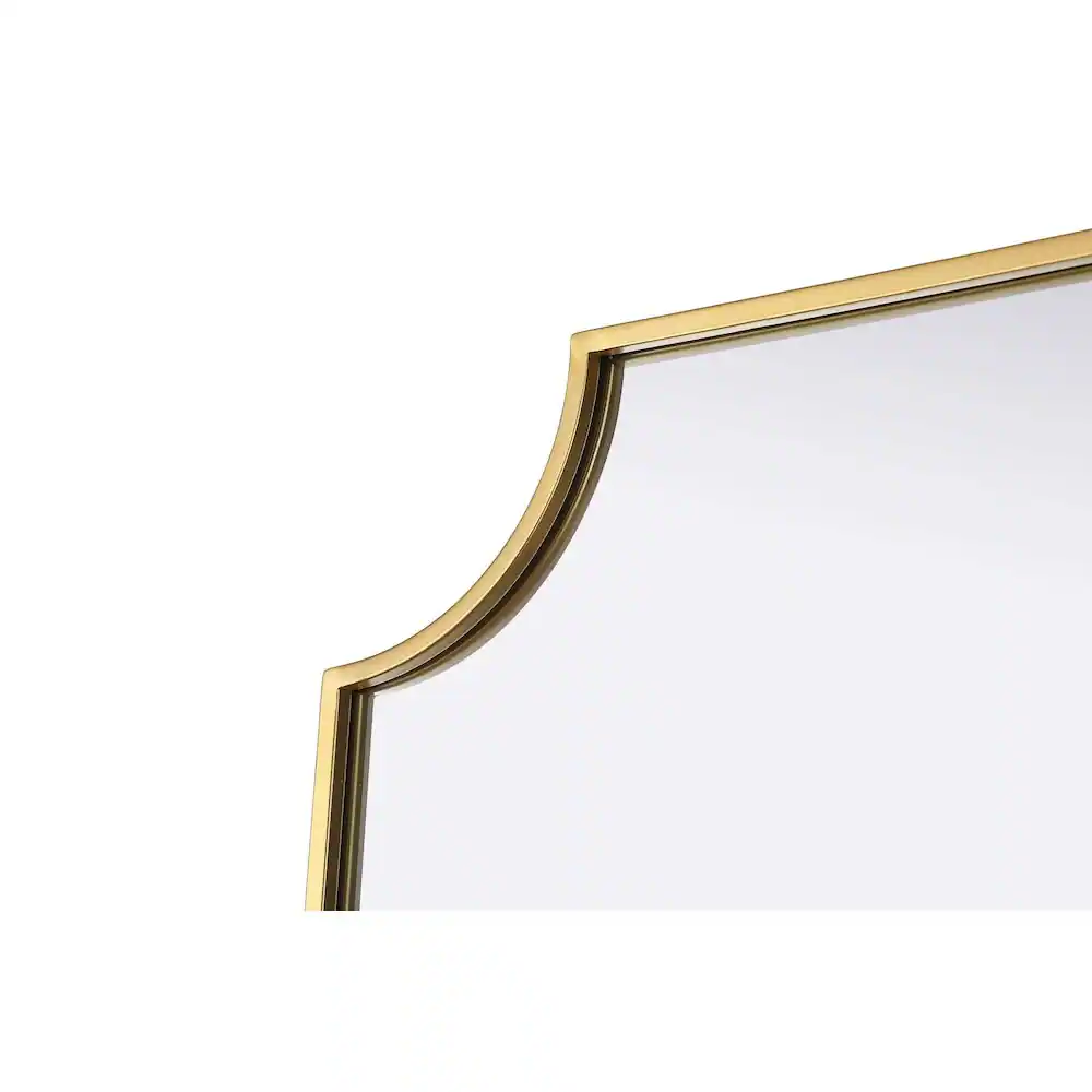 Left. Elegant Kitchen and Bath - Notched Metal Mirror 22x36 inch in Brass - Brass.