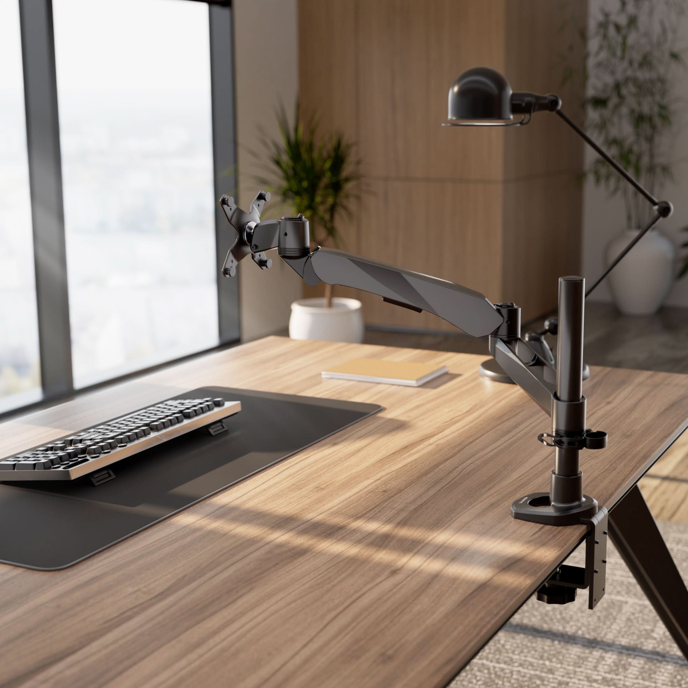 Alt View 6. Mount-It! - CLiX Series Spring Arm Dual-Segmented Single Monitor Mount – Full Motion Desk Arm for 17"-30" Displays, Black - Black.