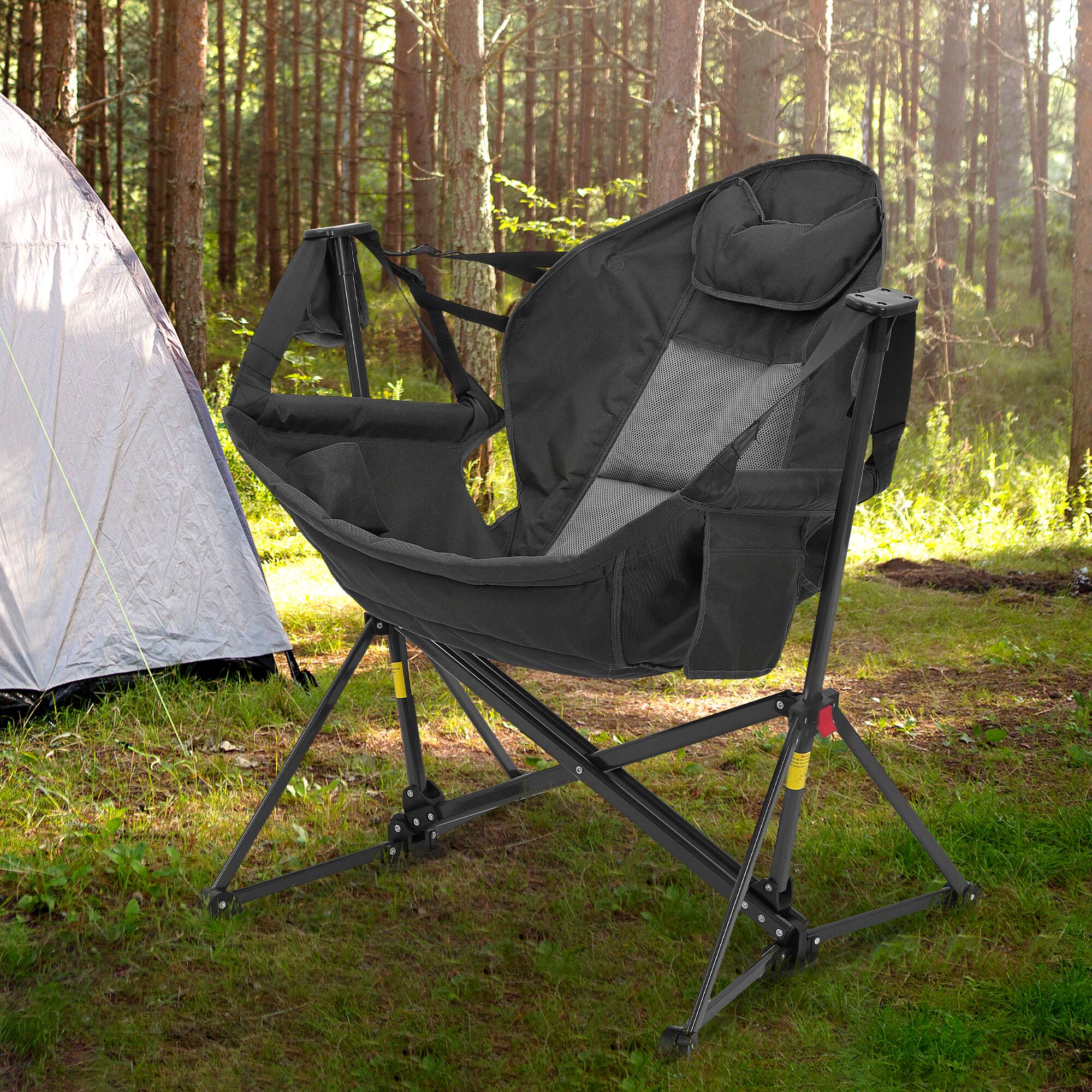 Angle. Ainfox - Ainfox 2 PACK Oversized Camping Folding Chair,  Portable Heavy Duty Swing Chair Hammock - black.