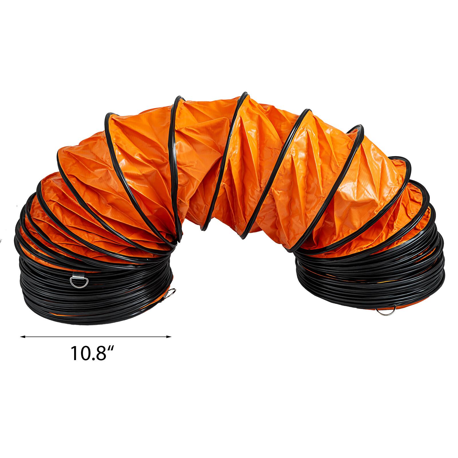 Alt View 4. VEVOR - Ducting Hose, 25ft PVC Flexible HVAC Duct Hosing for 10 Inch Utility Blower Exhaust Fan - Orange.