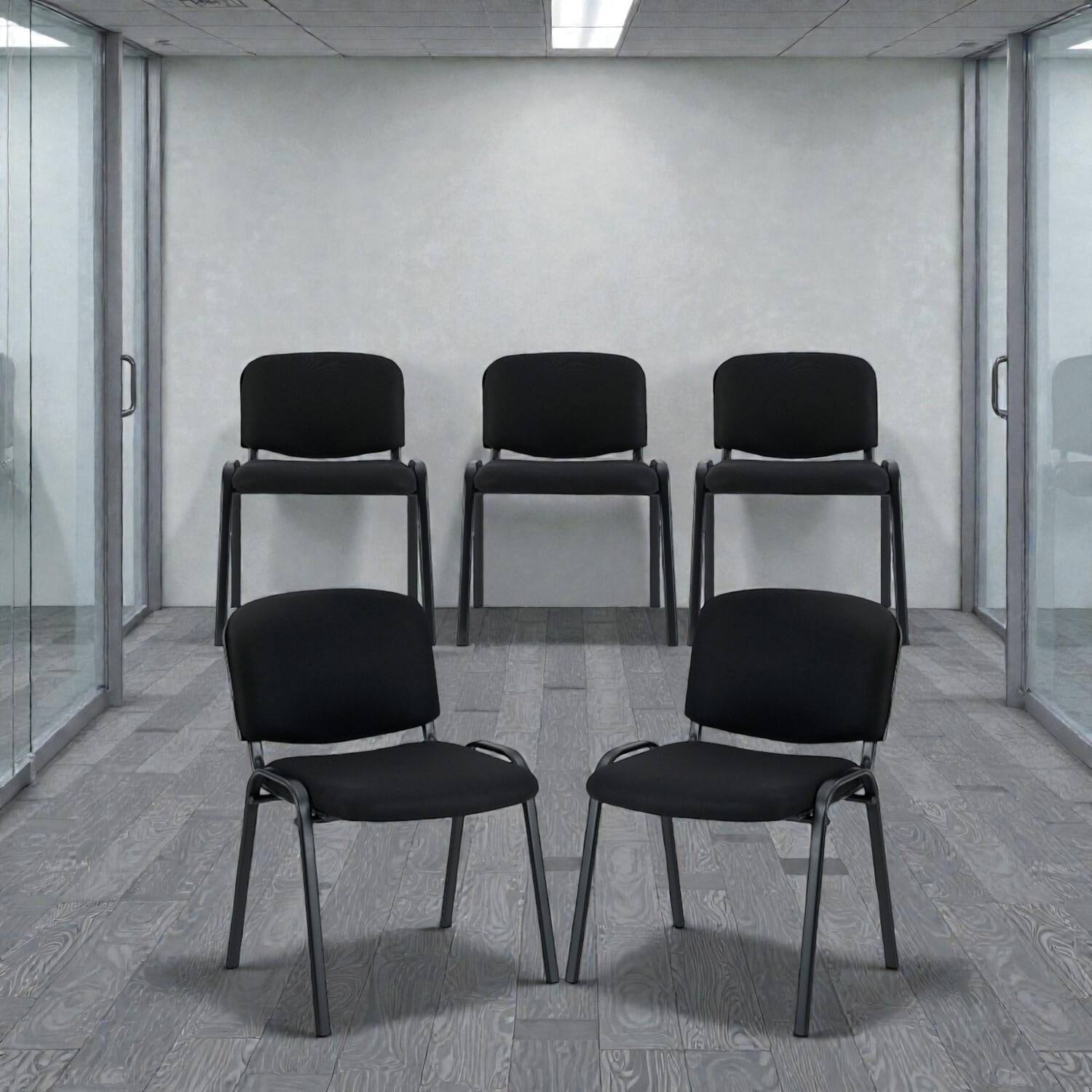 Front. Hivvago - Executive Guest Chair Set for Elegant Office or Conference Use - Set of 5 - Black.