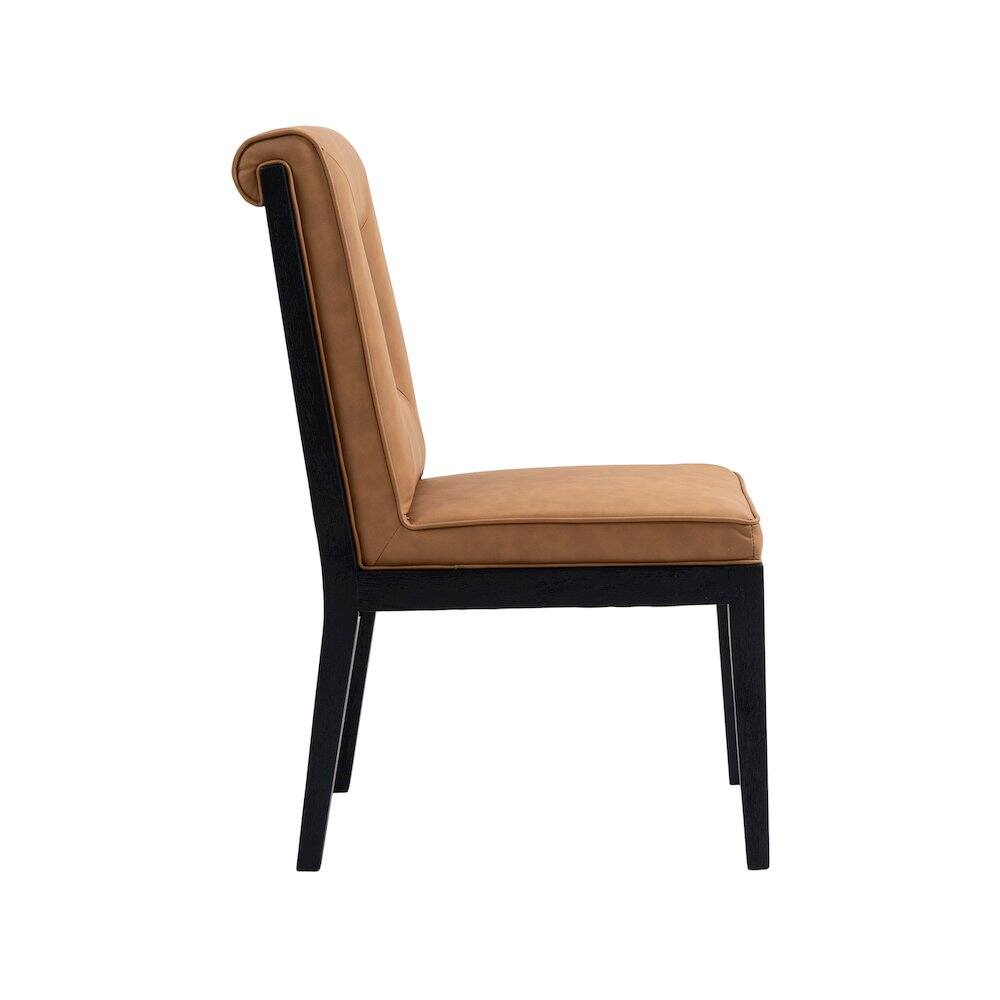 Alt View 3. Meridian Furniture - Gwendolyn Cognac Vegan Leather Dining Side Chair, Set of 2 - Brown.