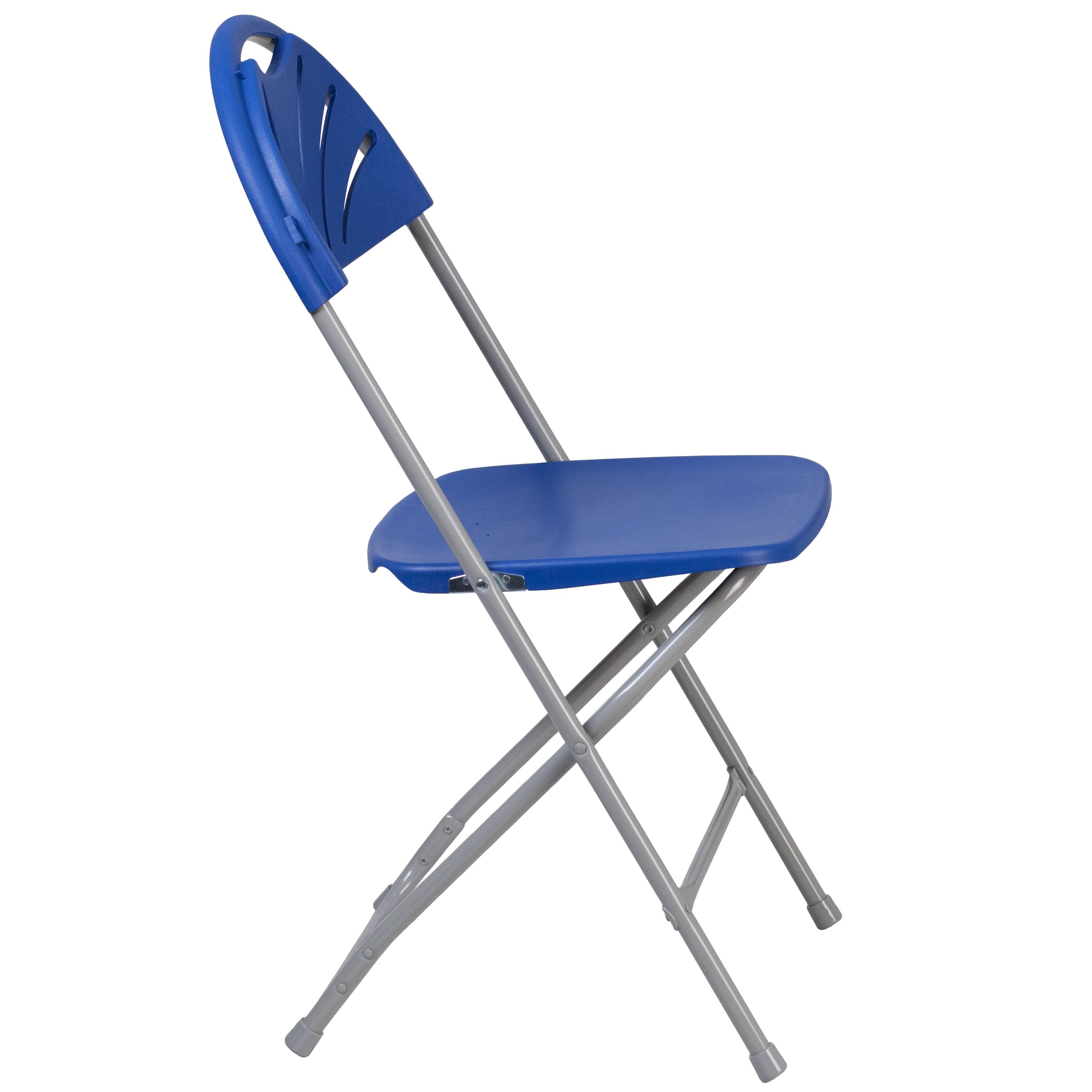 Alt View 7. Emma + Oliver - 8 Pack Wedding/Event Stackable Fan Back Plastic Folding Chair - Blue.