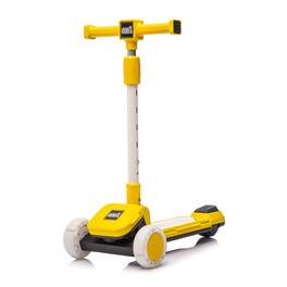 BreeBe - Kids 3-Wheel Ride-On Scooter with Buildable Blocks, Flashing Wheels, Adjustable Handlebar, Ages 3-9 - Yellow