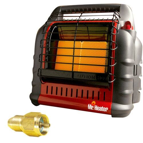 Mr. Heater - Portable Big Buddy Propane Heater with Propane Tank Refill Adapter - Silver