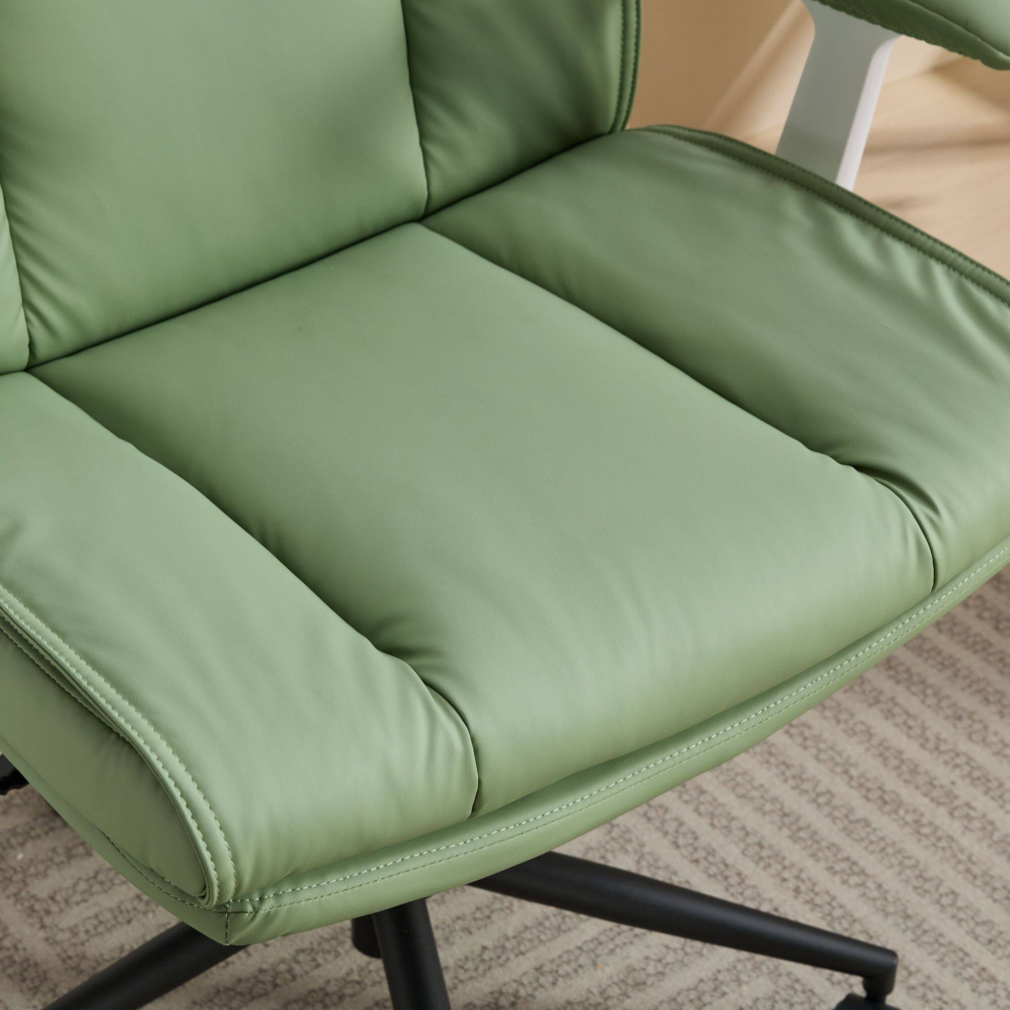 Alt View 2. Akoasm - Leather Cross Legged Office Chair Ergonomic Desk Chair with Flip-Up Armrests, Wheels for Home Office, Vanity-Green - Green.