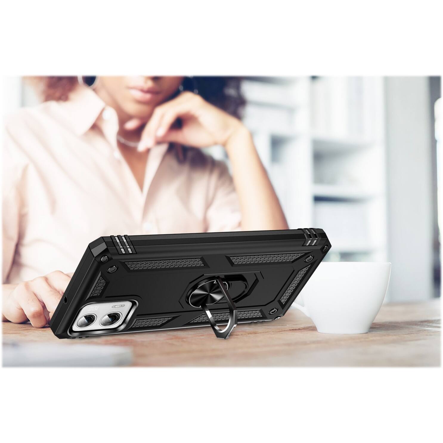 Alt View 15. SaharaCase - Military Kickstand Series with Belt Clip Case for Motorola G Power 5G (2023) - Black.