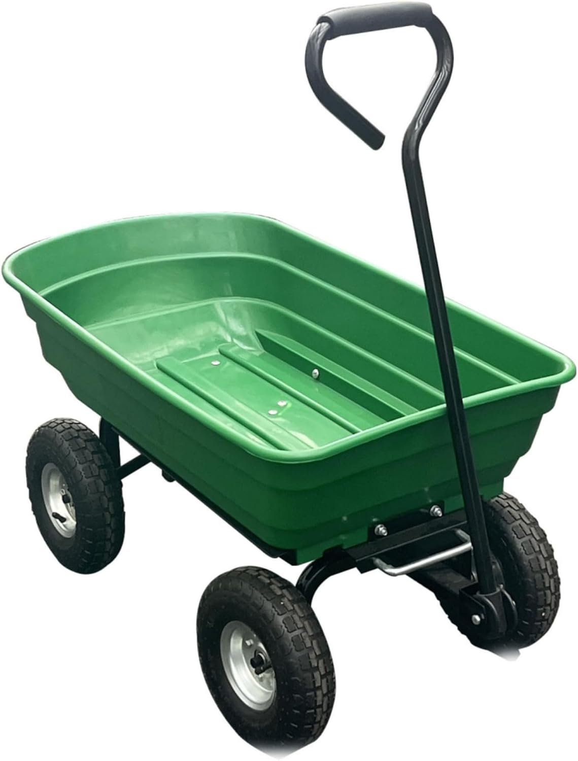 Front. Acekool - Garden Wheelbarrow Cart, Heavy-Duty Utility with Four Wheels & Built-in Stand, 600 lbs Capacity, Green - Green.