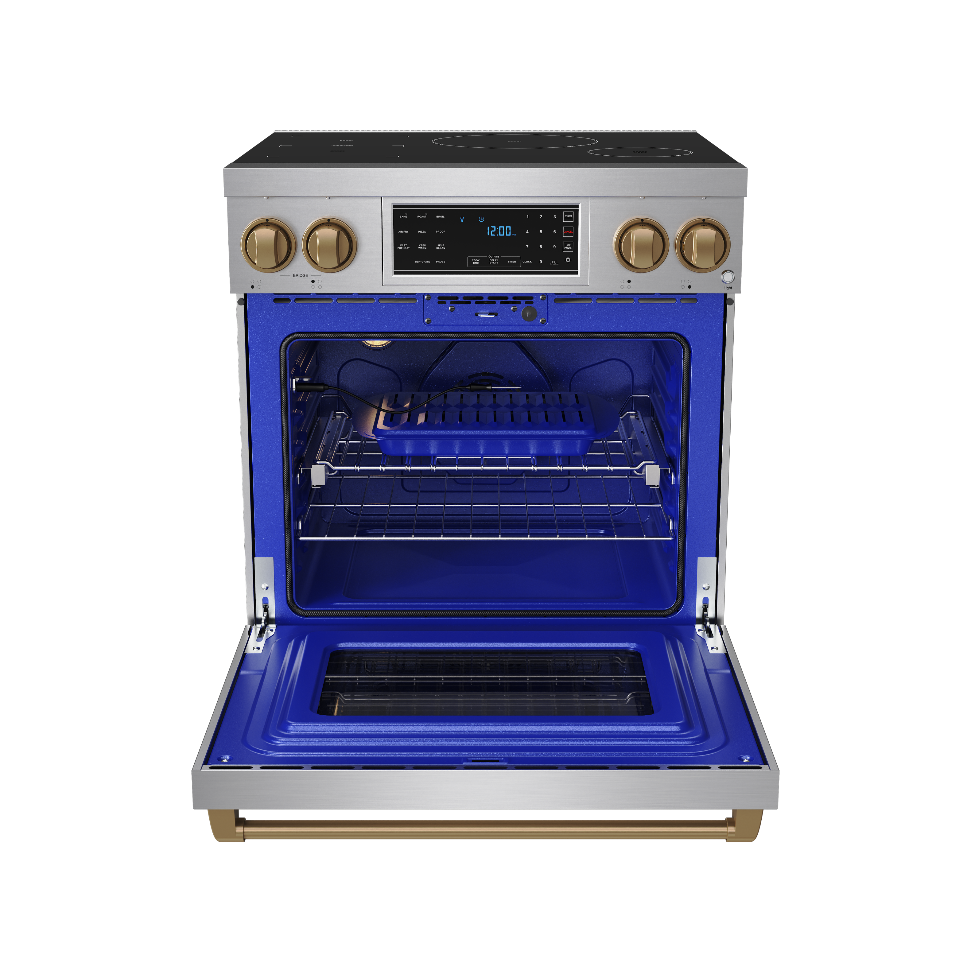 Alt View 1. Thor Kitchen - Gordon Ramsay Series by Thor Kitchen 4.8 Cu. Ft Freestanding Induction Range with Bronze Hardware - Stainless steel.