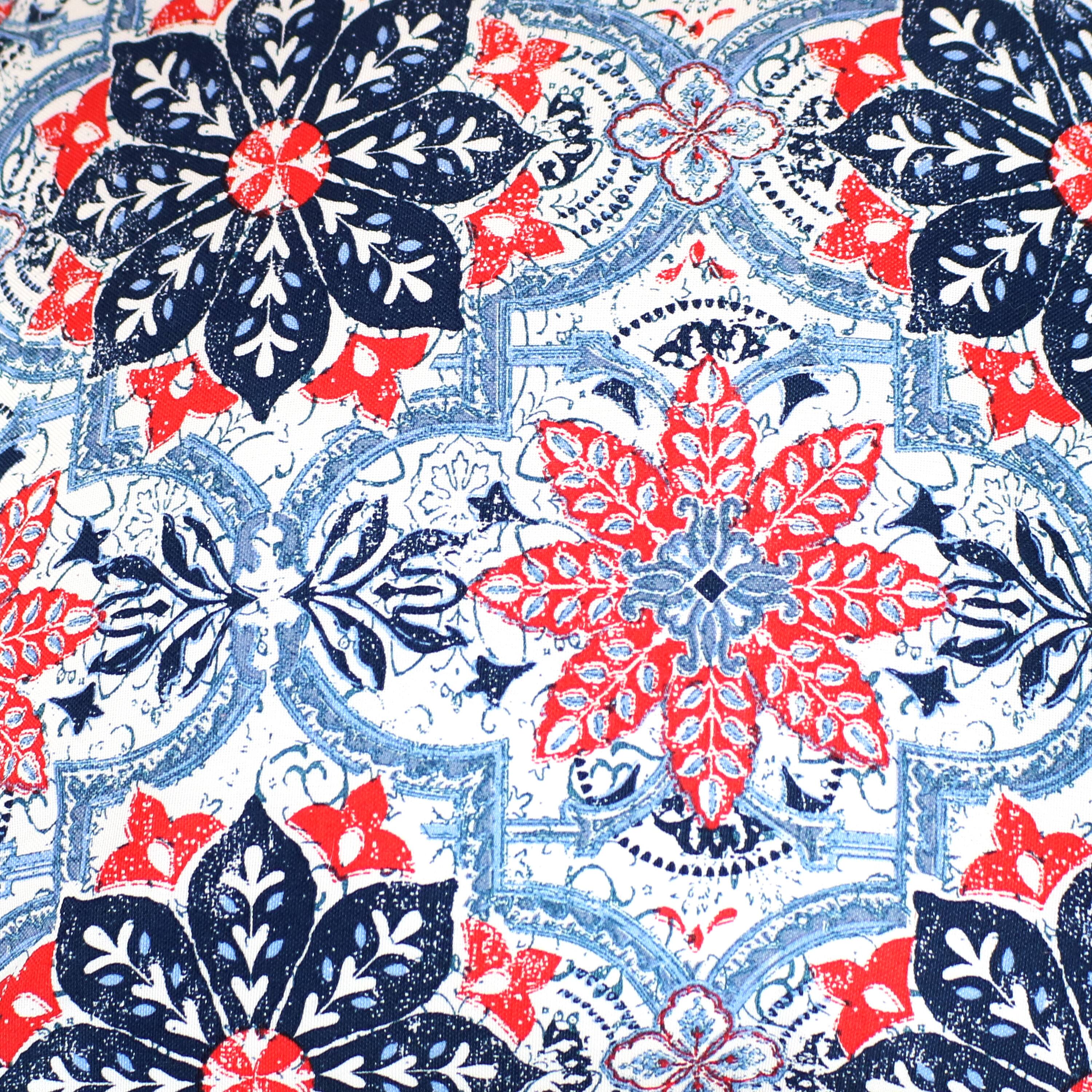 Alt View 5. Sunnydaze - Square Indoor and Outdoor Throw Pillow - 16 in - Blue and Red Floral.
