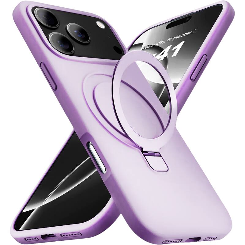 Entronix - Magnetic Case for iPhone 17 Pro - Soft-Touch Silicone with Built-in Stand - Purple