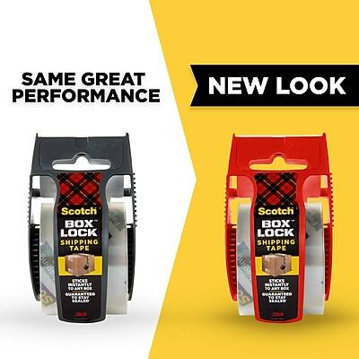 SAME GREAT PERFORMANCE  
NEW LOOK  

Scotch BOX LOCK SHIPPING TAPE  
Aging Sticks Instantly to Any Box  
Guaranteed to Seal  

Scotch BOX LOCK SHIPPING TAPE  
Aging Sticks Instantly to Any Box  
Guaranteed to Seal