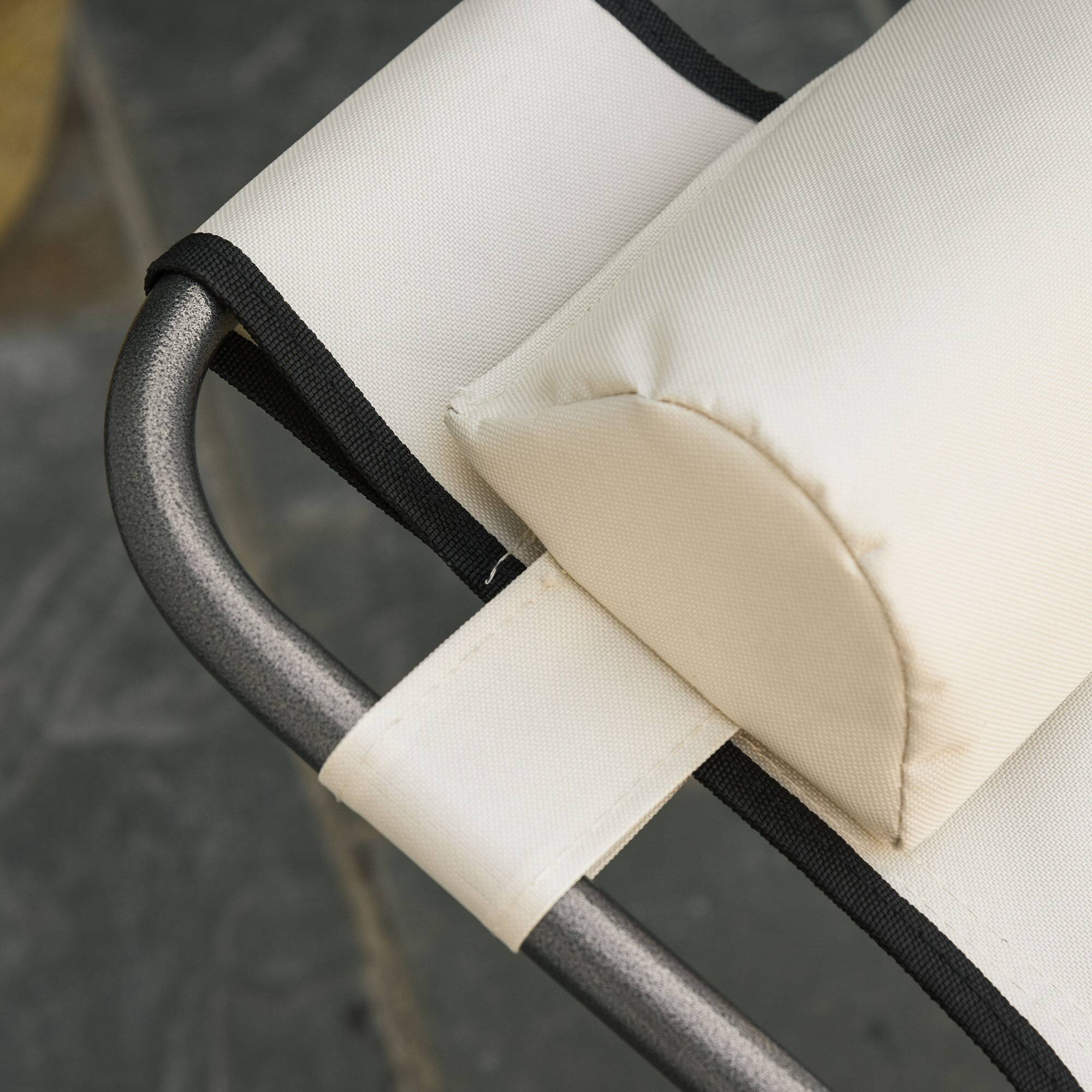 Alt View 7. Outsunny - Folding Chaise Lounge Chair for Outside, 2-in-1 Tanning Chair with Pillow & Pocket, Adjustable Pool Chair for Beach - Cream White.