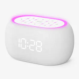 Cozy Serene - Night Light Alarm Bedroom Light Clock White Noise Sound Machine Alarm Clock With Hi-fi 21 Sounds/7 Night Lights 0-100% - B-white-B-White
