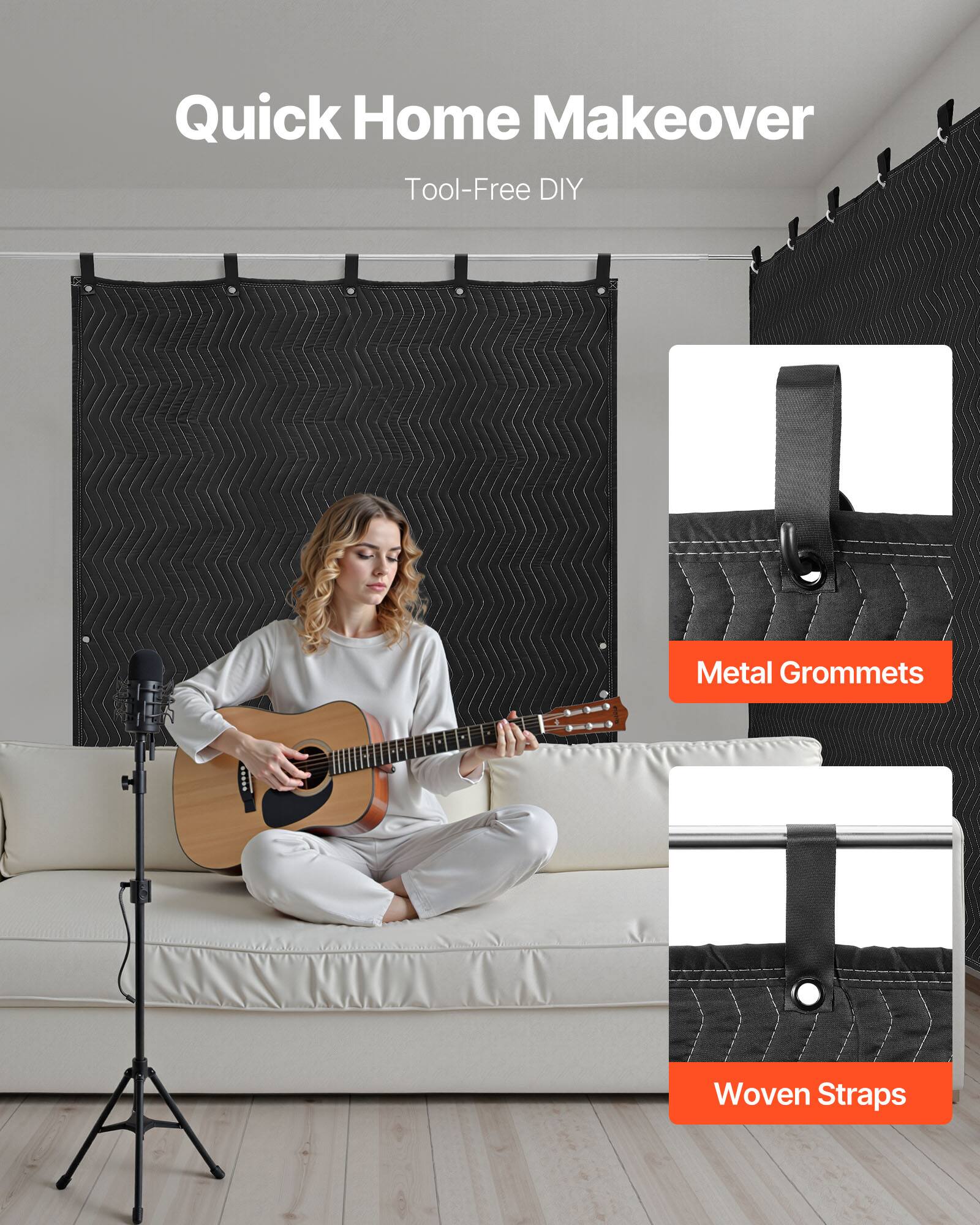 Quick Home Makeover  
Tool-Free DIY  
Metal Grommets  
Woven Straps