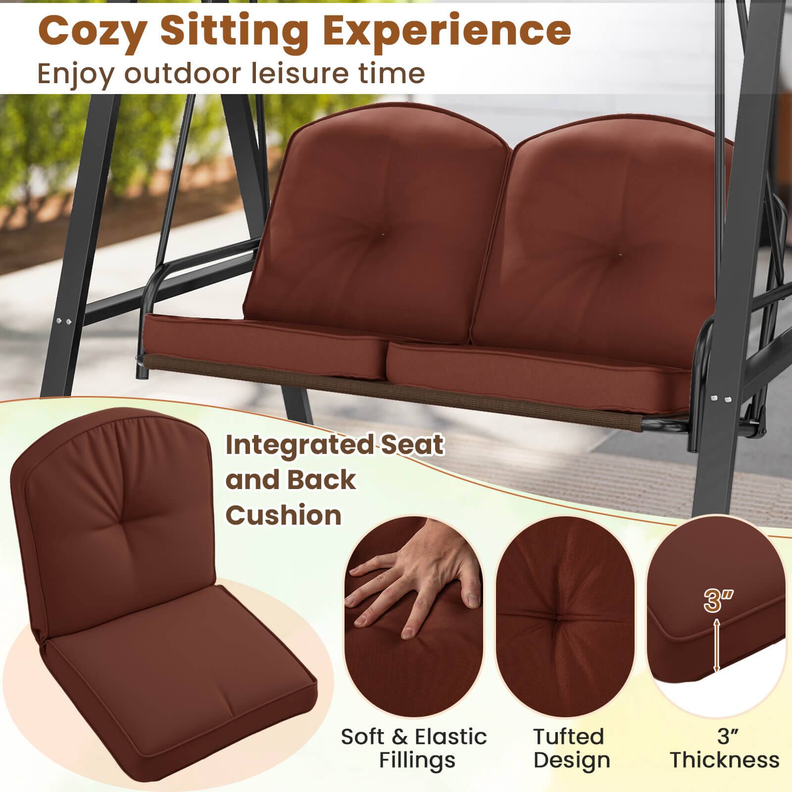 Cozy Sitting Experience
Enjoy outdoor leisure time
Integrated Seat and Back Cushion
Soft & Elastic Fillings
Tufted Design
3" Thickness