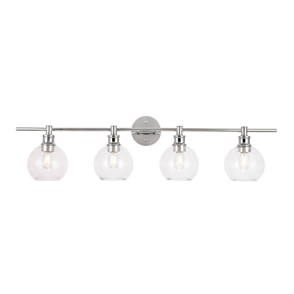Alt View 2. Living District - Collier 4 light Chrome and Clear glass Wall sconce - Chrome And Clear Glass.