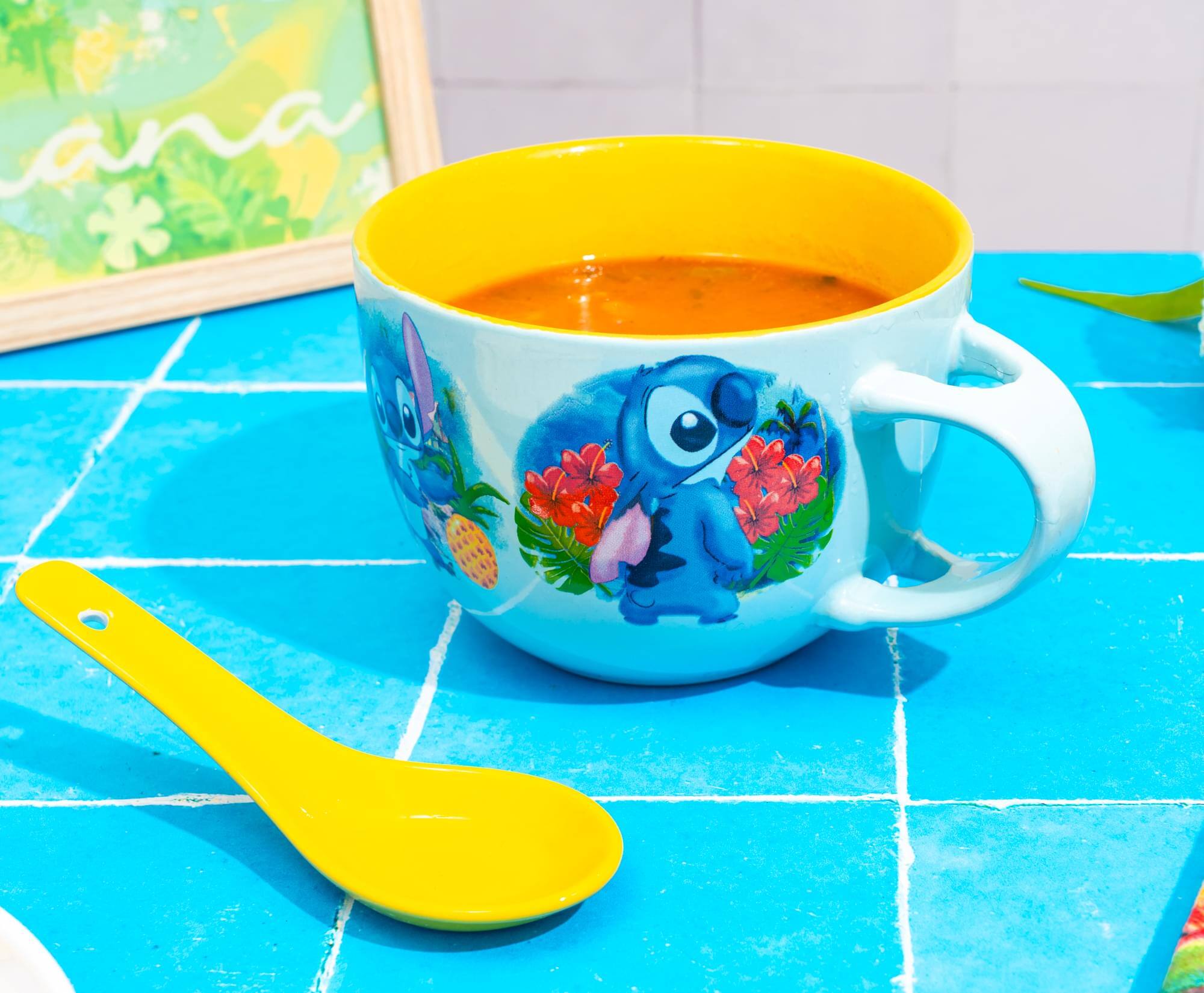 Alt View 6. Silver Buffalo - Disney Lilo & Stitch Tropical Ceramic Soup Mug With Spoon | Holds 24 Ounces - Blue.