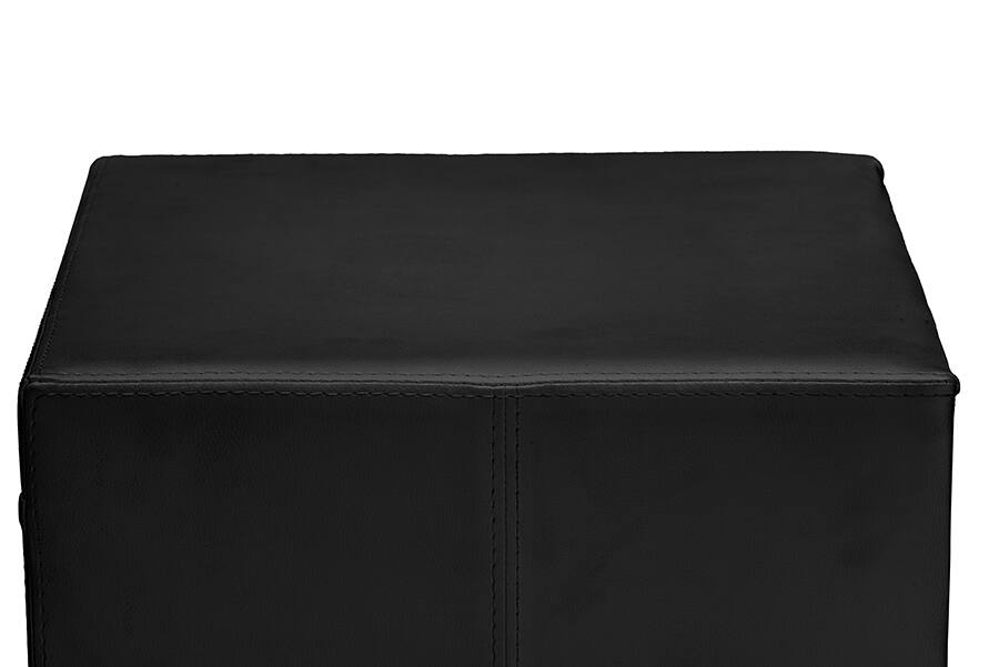 Angle. Baxton Studio - Dorian Faux Leather Upholstered Modern Nightstand - Black.