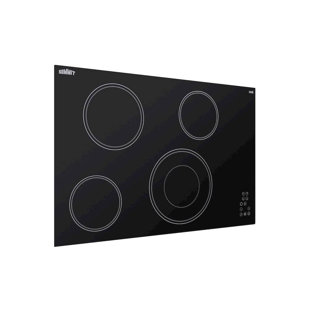 Angle. SUMMIT - 30" Wide 208-240V 4-Burner Radiant Cooktop - Black.