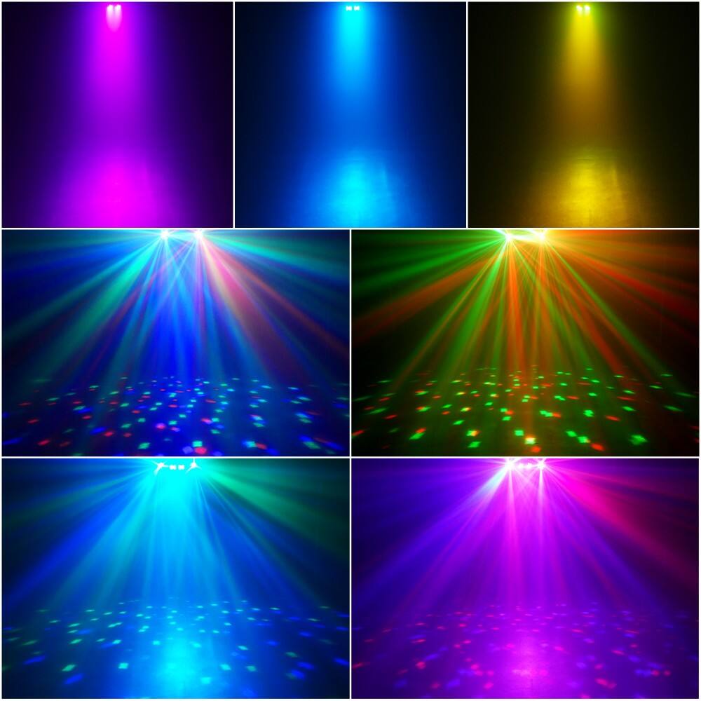 Left. UKing - Mini Bracket Effect Lights Mobile Stage Lighting System Self-propelled Sound Control Remote Control for DJ Bars KTV.