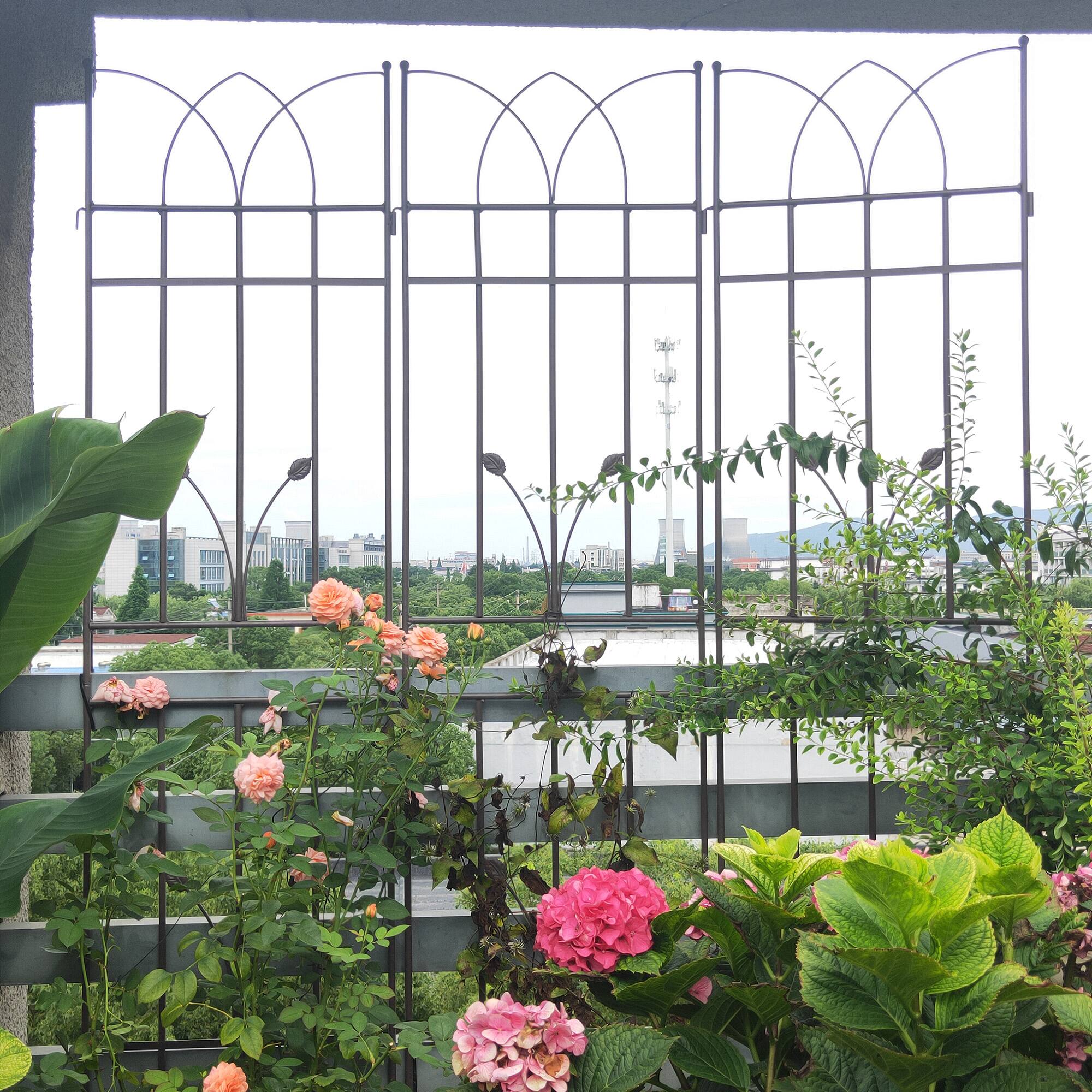 Alt View 1. Loheer - Rustproof Metal Garden Trellis Set 5.9 ft x 1.48 ft - 4 Pack - Brown.