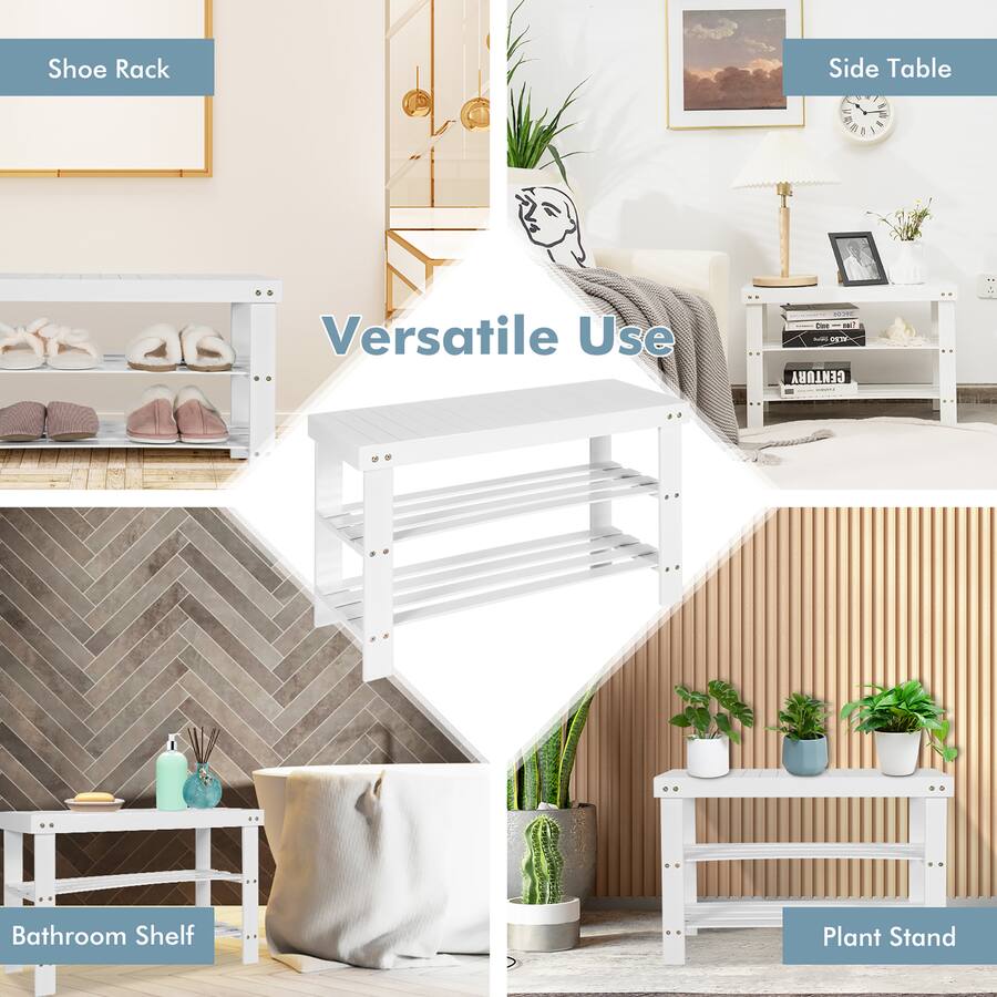 Shoe Rack Side Table Costway Bamboo Shoe Rack Bench 3 Tier Storage Shelf Holder Home ...