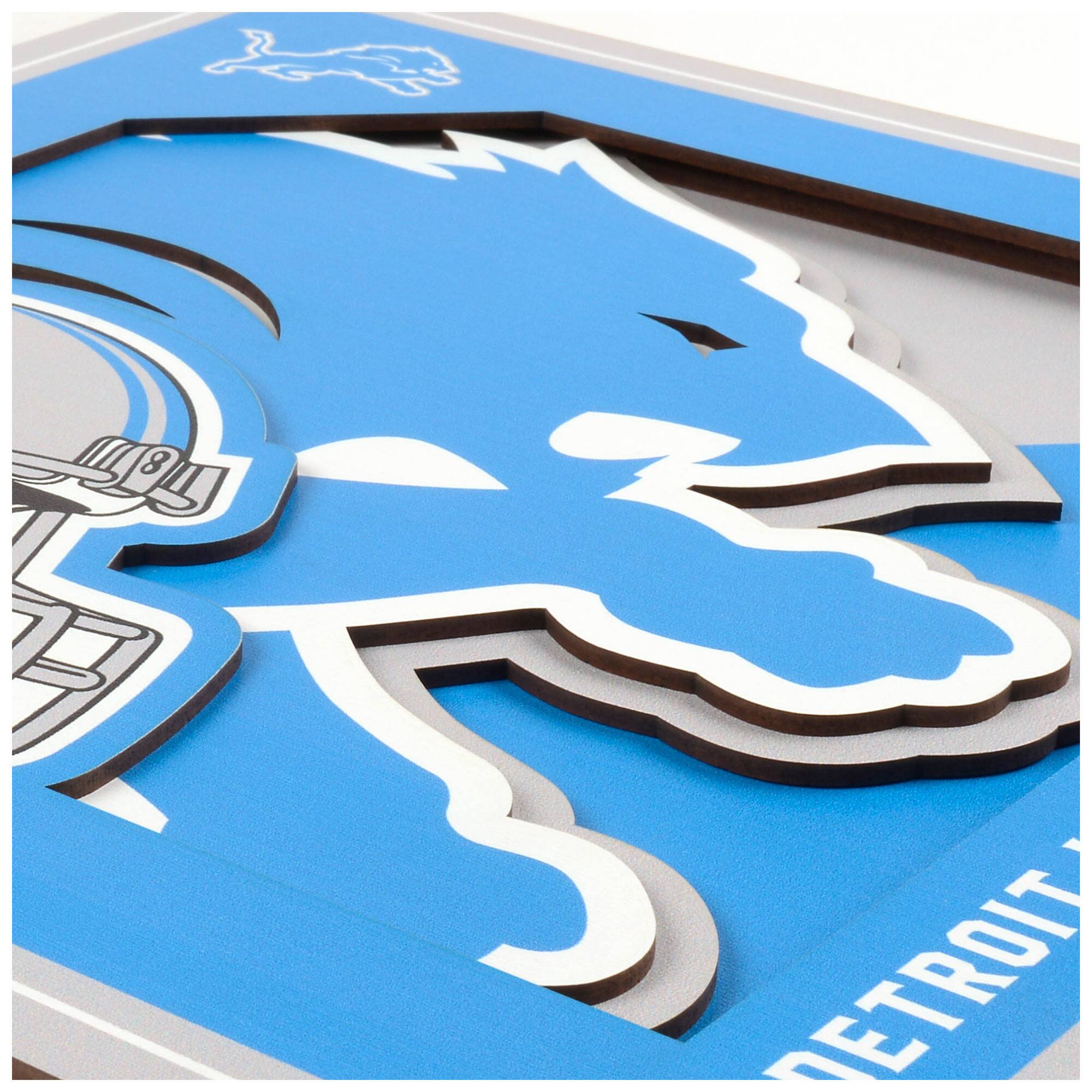 Alt View 1. YouTheFan - Detroit Lions 12'' x 12'' 3D Logo Wall Art - Multicolor.