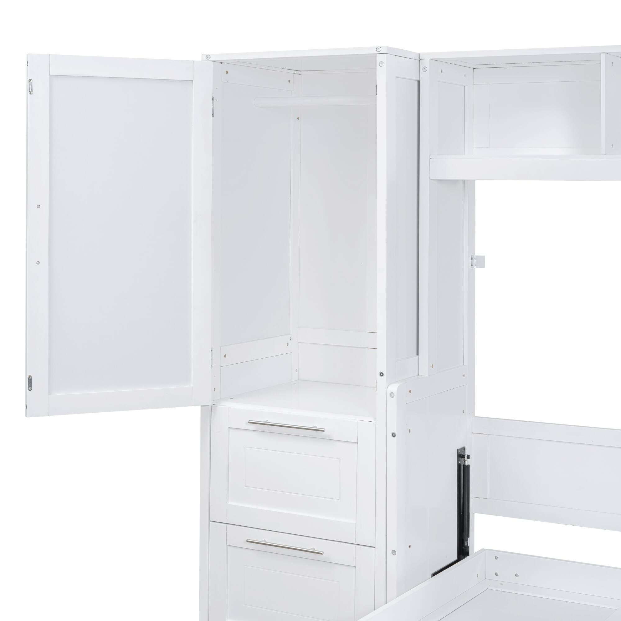 Alt View 9. Tiramisubest - Full Size White Murphy Bed Wall Bed with Closet & Drawers, MDF+LVL, 108x58x72", 292 lbs - White.