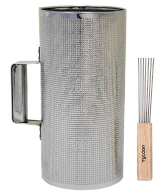 Front. Tycoon Percussion - Merengue Guiro, 9 Inch Stainless Steel Handheld Rhythm Instrument with Ergonomic Scraper, Large.