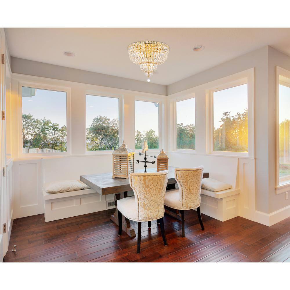 Angle. Elegant Lighting - Tranquil 10 light Gold Flush Mount Clear Royal Cut Crystal - Gold.