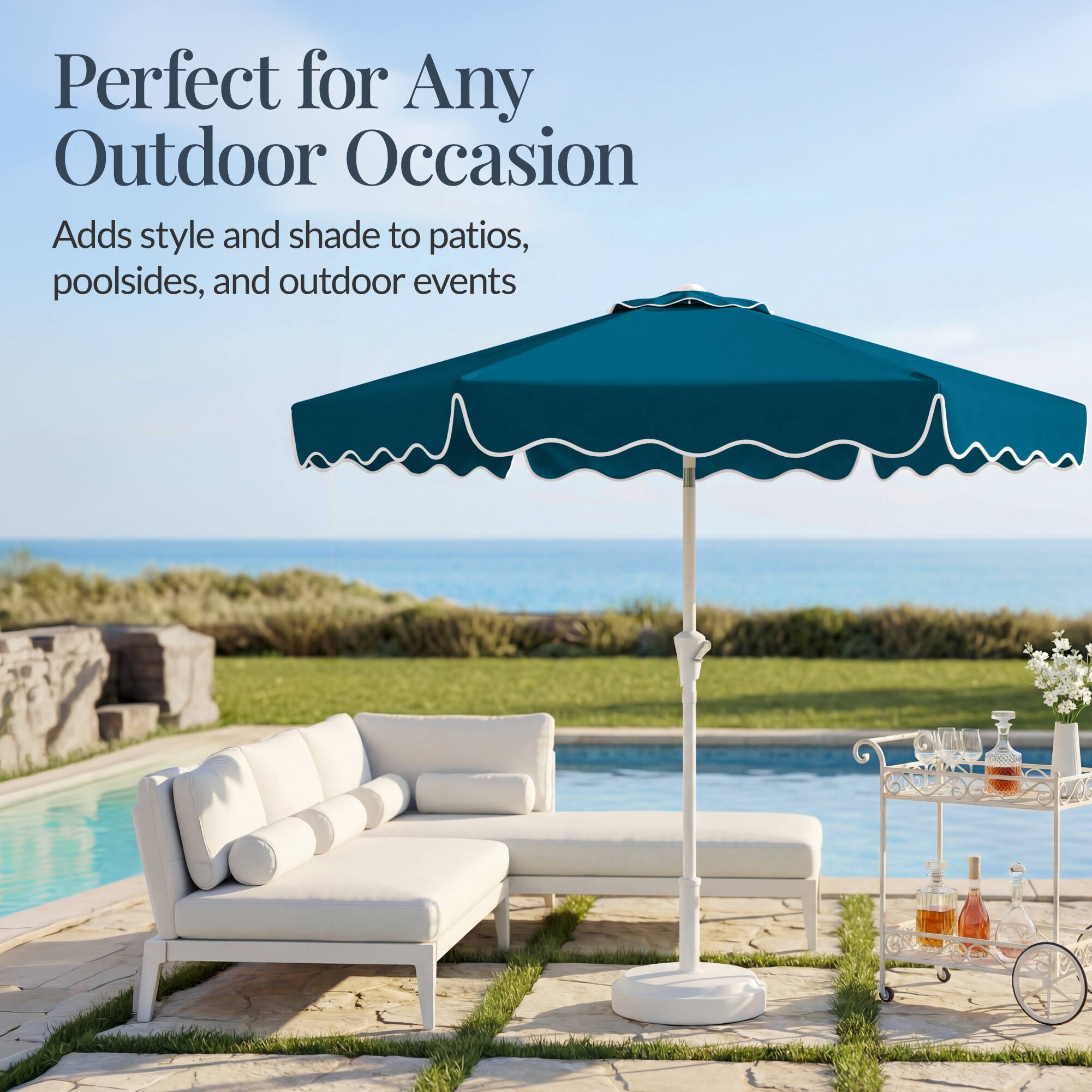 Perfect for Any Outdoor Occasion  
Adds style and shade to patios, poolside, and outdoor events