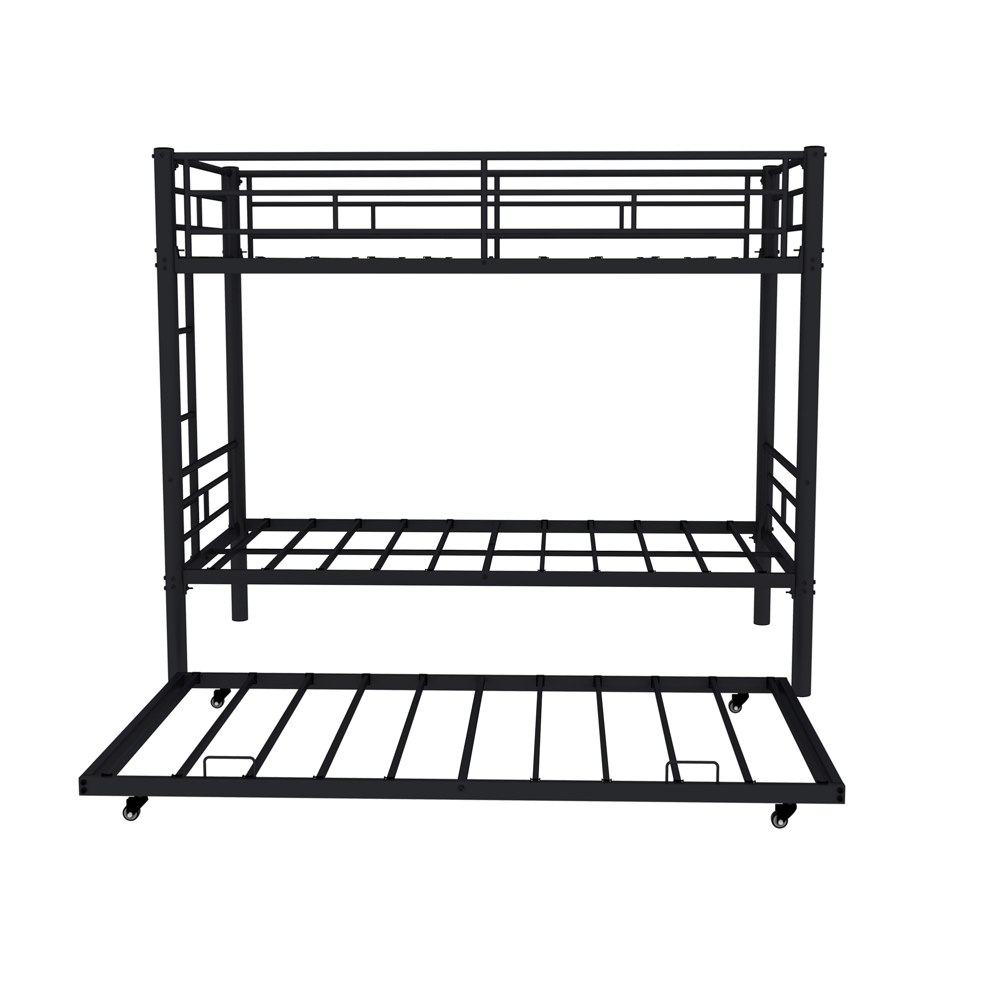 Alt View 2. GOODSILO - Heavy-Duty Twin Over Twin Bunk Bed with Safety Rails and Ladder, Sturdy Metal Frame for Kids and Teens - Black.