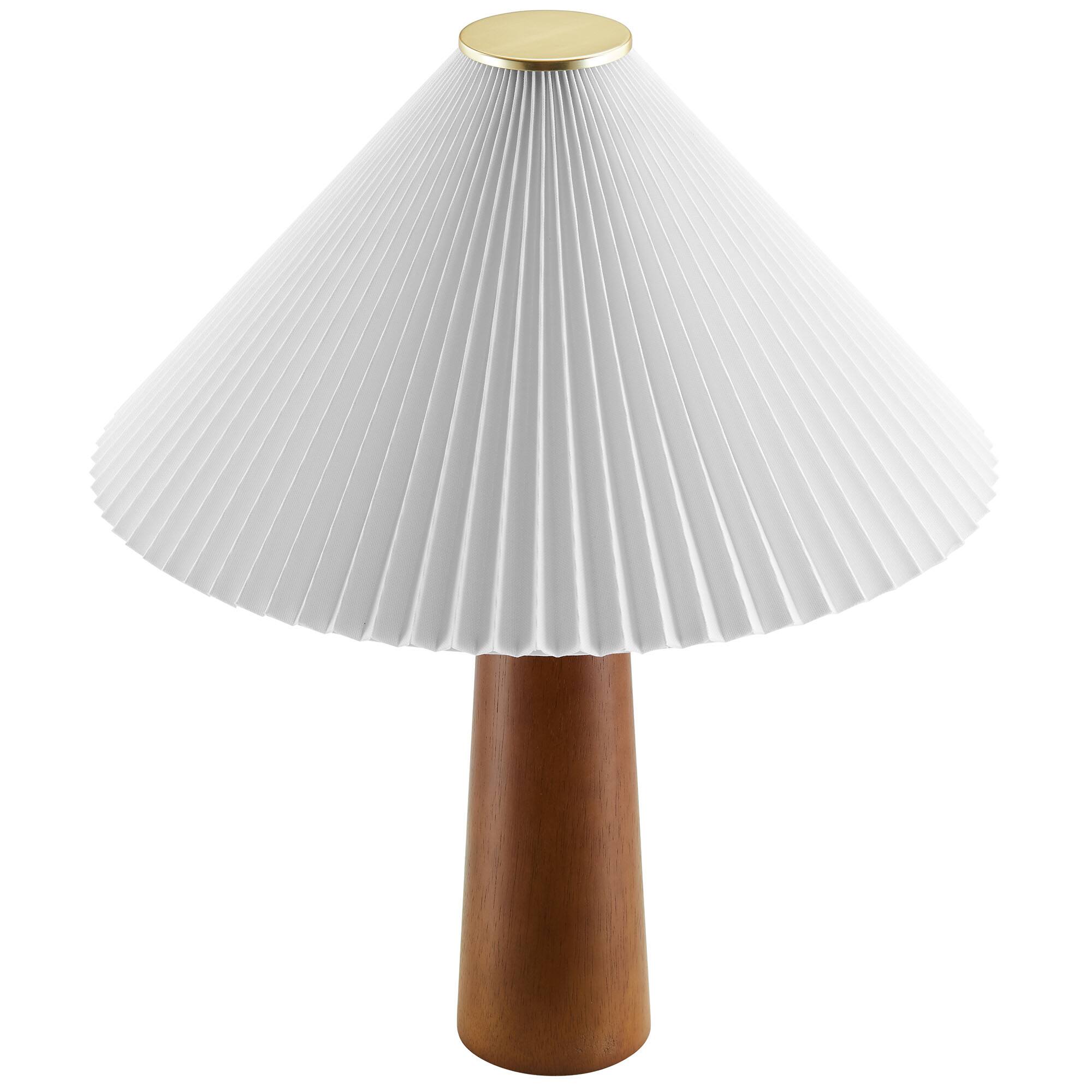 Alt View 5. Modway - Jessica Wooden Base Table Lamp With Pleated Fabric Shade by Modway - Walnut.