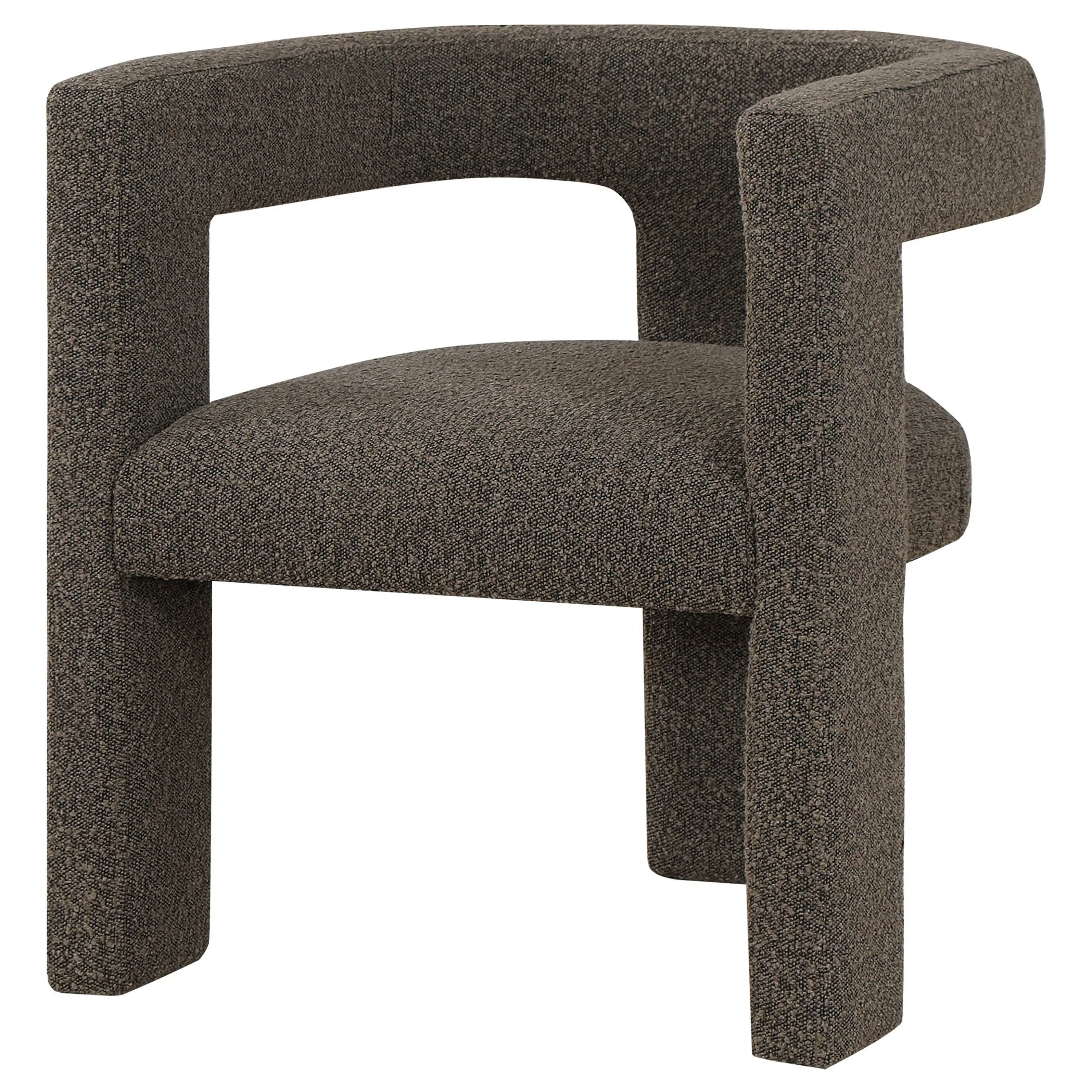 Alt View 2. Manhattan Lane - Hellen Accent Side Chair, Fully Upholstered Chocolate Brown Boucle Fabric - Chocolate Brown.