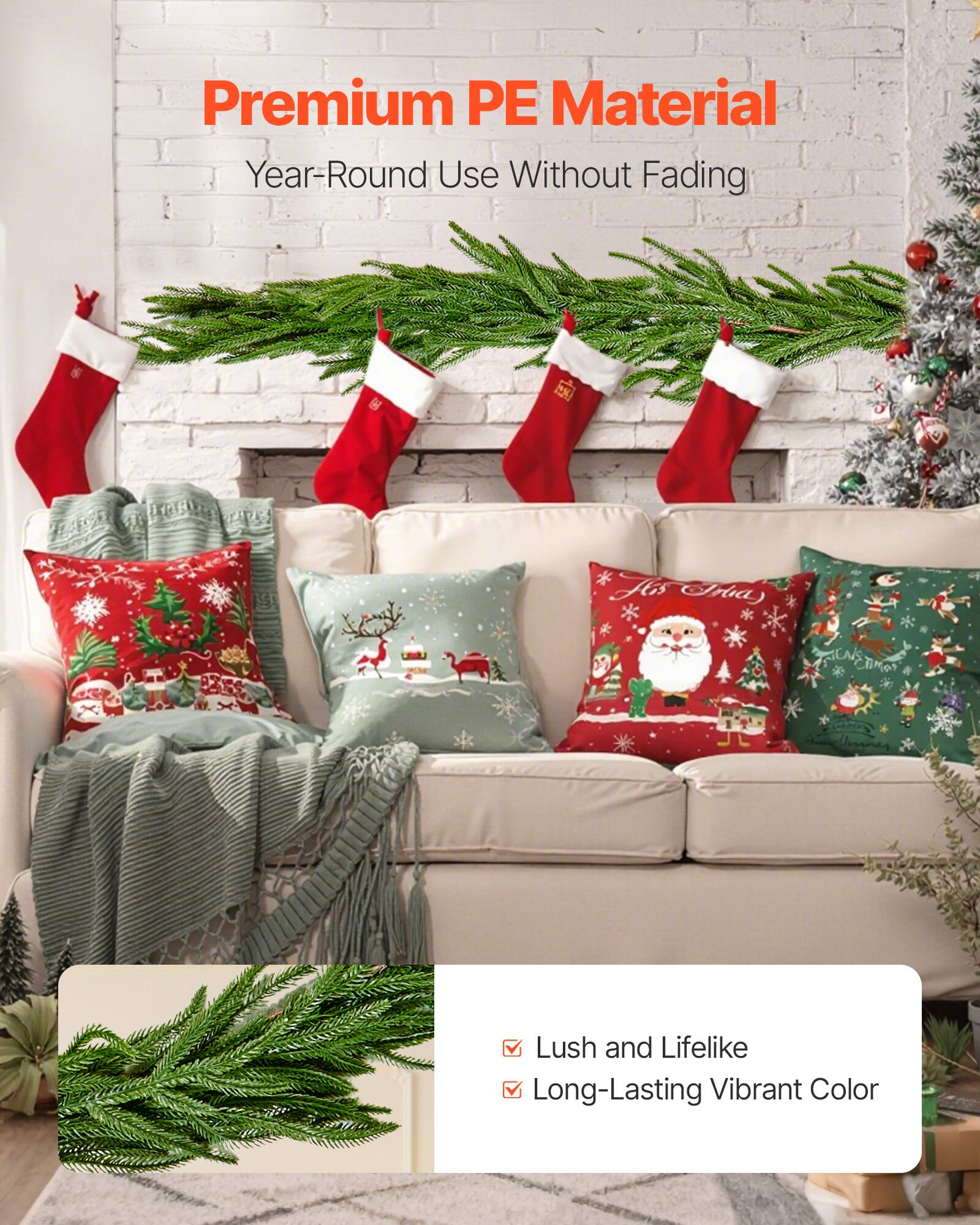 Premium PE Material  
Year-Round Use Without Fading  

Lush and Lifelike  
Long-Lasting Vibrant Color