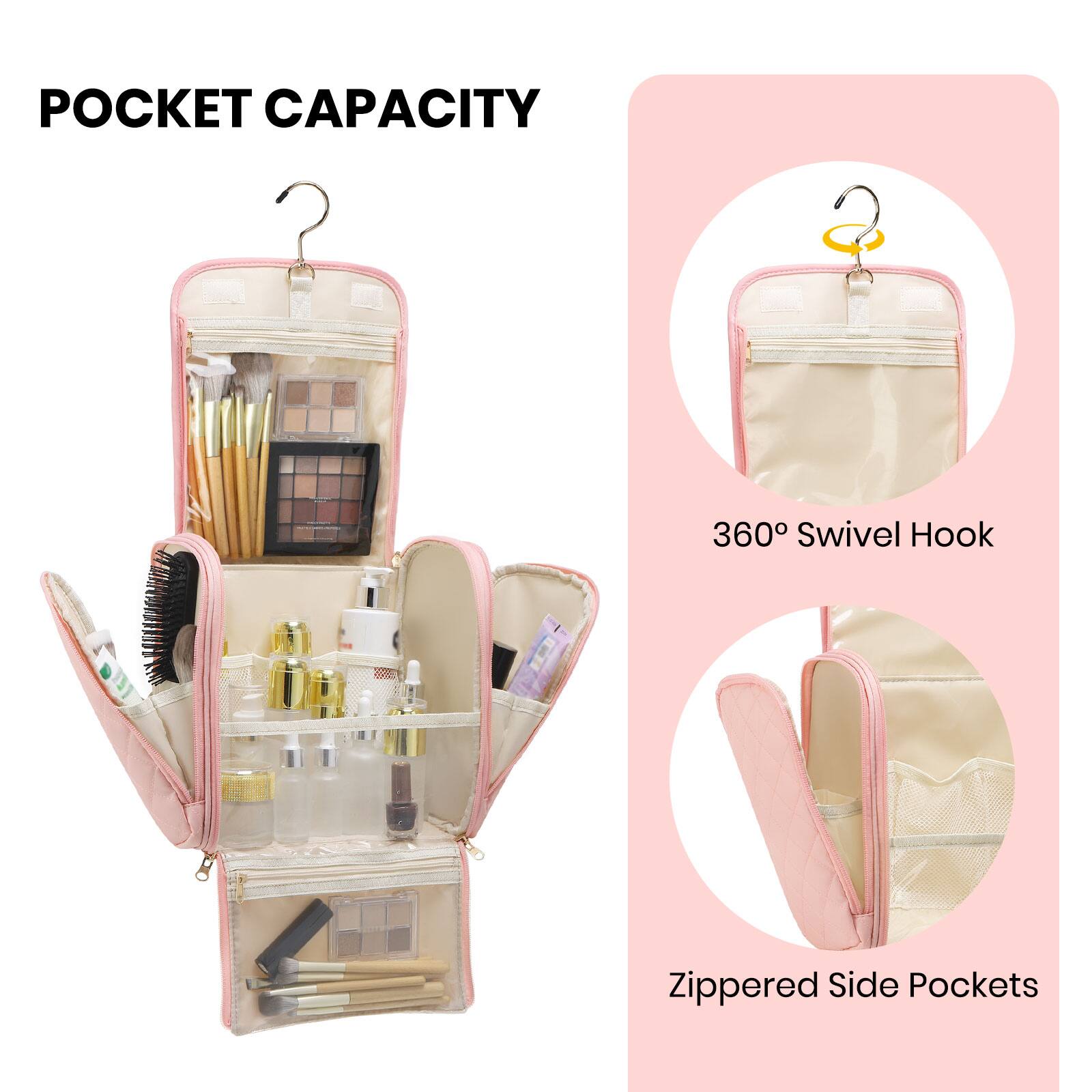 POCKET CAPACITY

360° Swivel Hook

Zippered Side Pockets