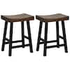 Front. Costway - Costway 24" Bar Stool Set of 2 Counter Height Solid Wood Curved Saddle Seat Footrest - Brown.