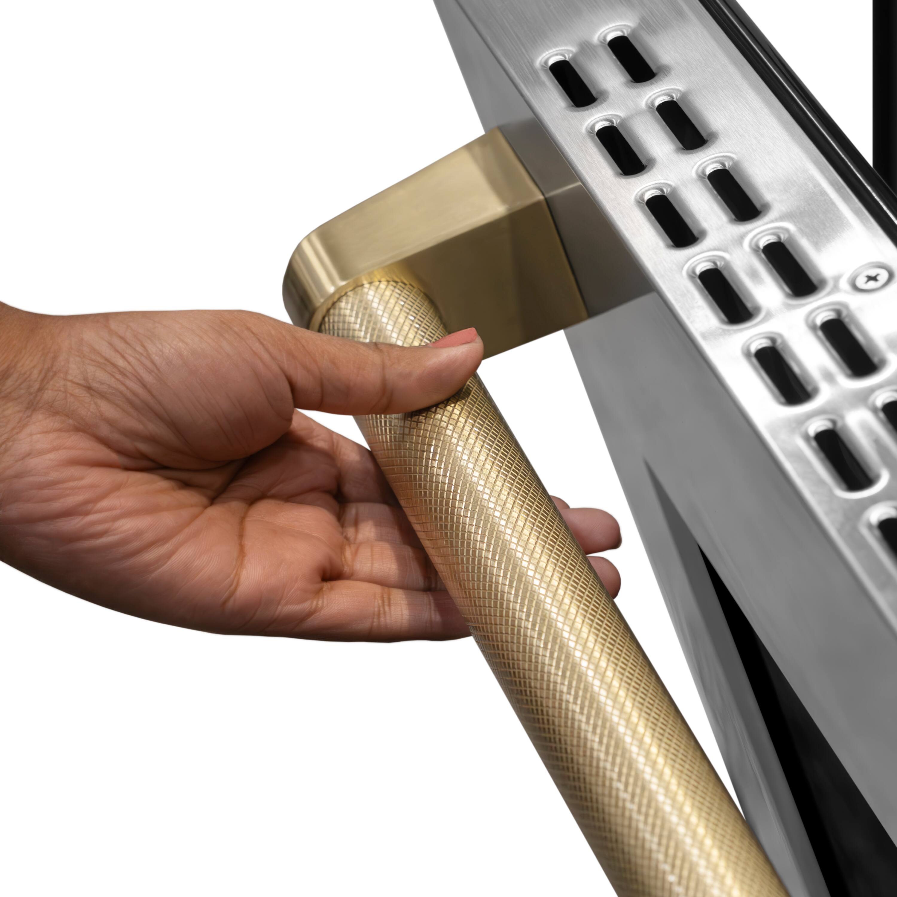 Alt View 4. ZLINE - ZLINE Autograph 48 in. 6.7 cu. ft. Freestanding Paramount Dual Fuel Range in Stainless Steel with Bronze Helix Handles - Stainless Steel.