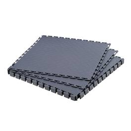 VEVOR - Garage Floor Tiles Interlocking, 8 Pack 20.2 x 20.2 x 0.2 in Interlocking Modular Garage Flooring Tiles, Diamond Plate - Graphite Gray