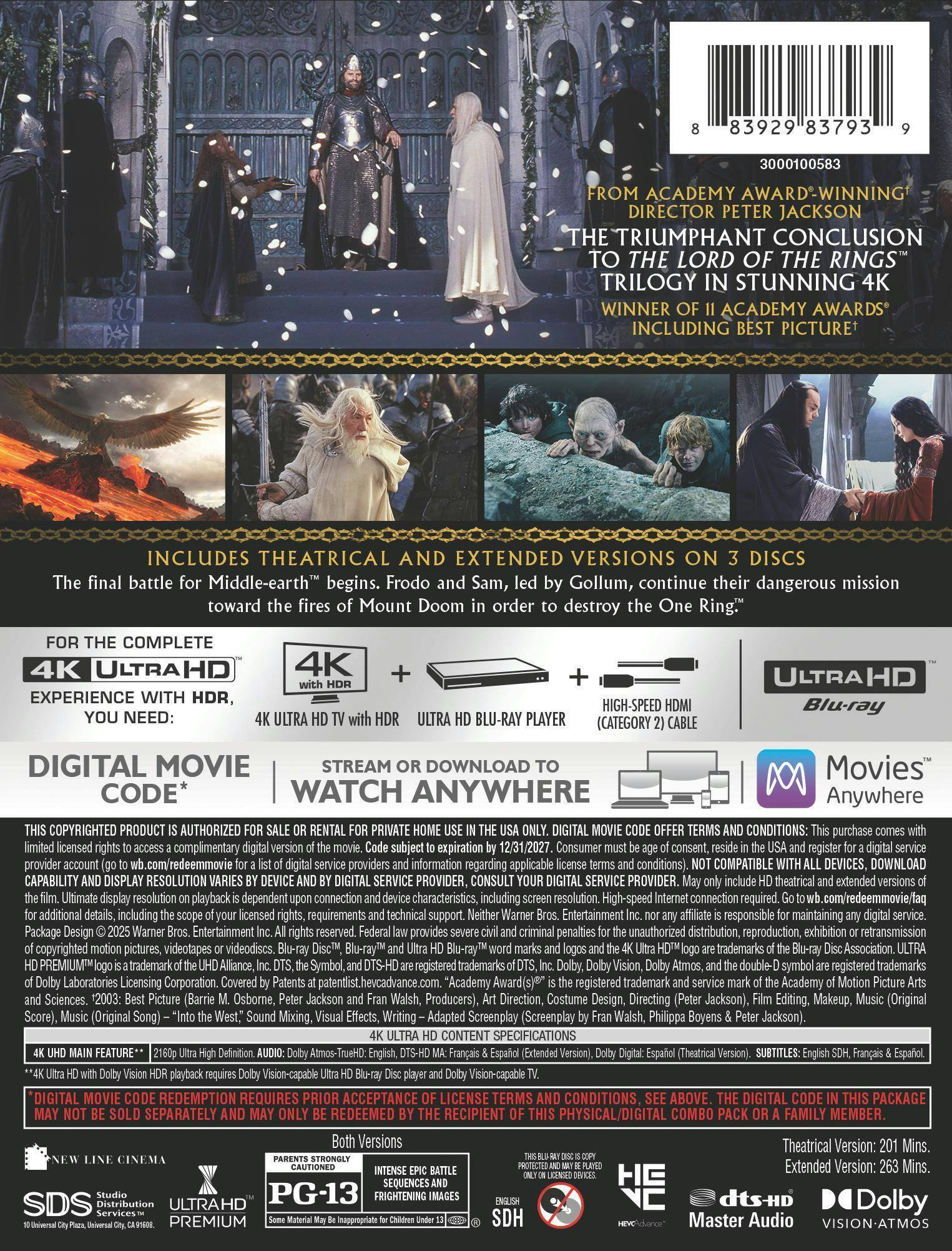 Back. The Lord of the Rings: The Return of the King (Steelbook)   - 4K Blu-Ray.