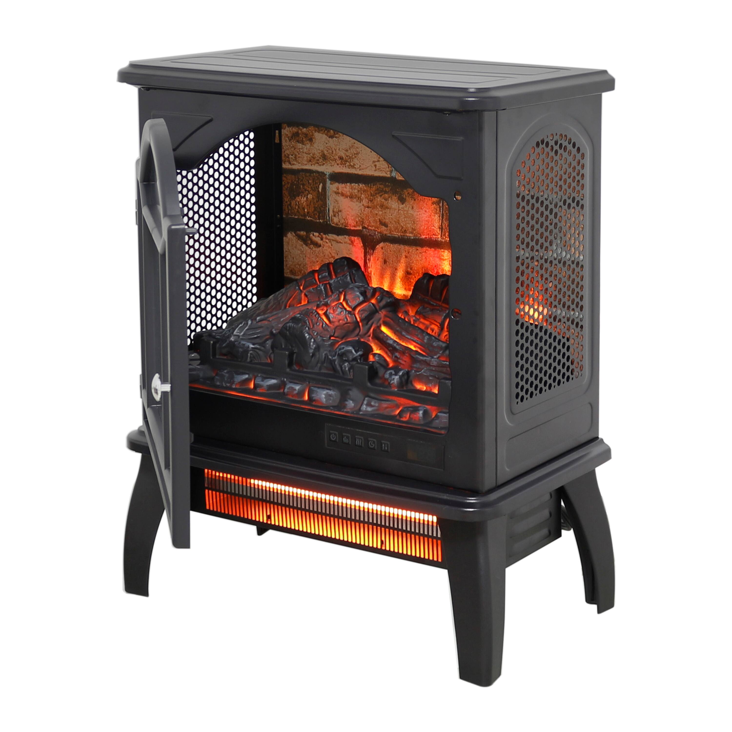 Alt View 4. GOODSILO - 18"" Electric Infrared Quartz Fireplace Stove with Remote - Freestanding Design - Antique Black.