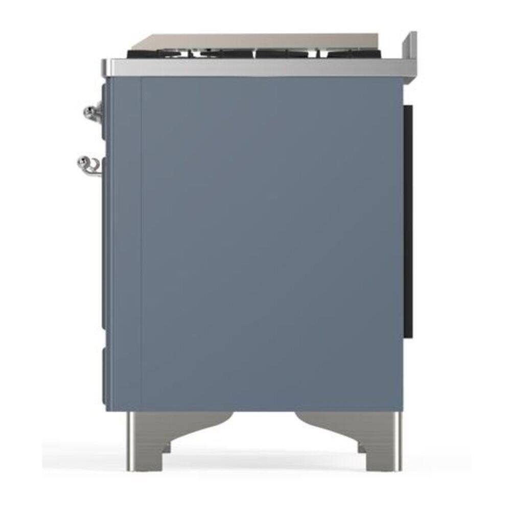 Alt View 6. ILVE - ILVE Majestic II 40 inch Dual Fuel Range with 6 Burners + Griddle (Liquid Propane, Blue Grey, Chrome Trim) - Blue Grey.