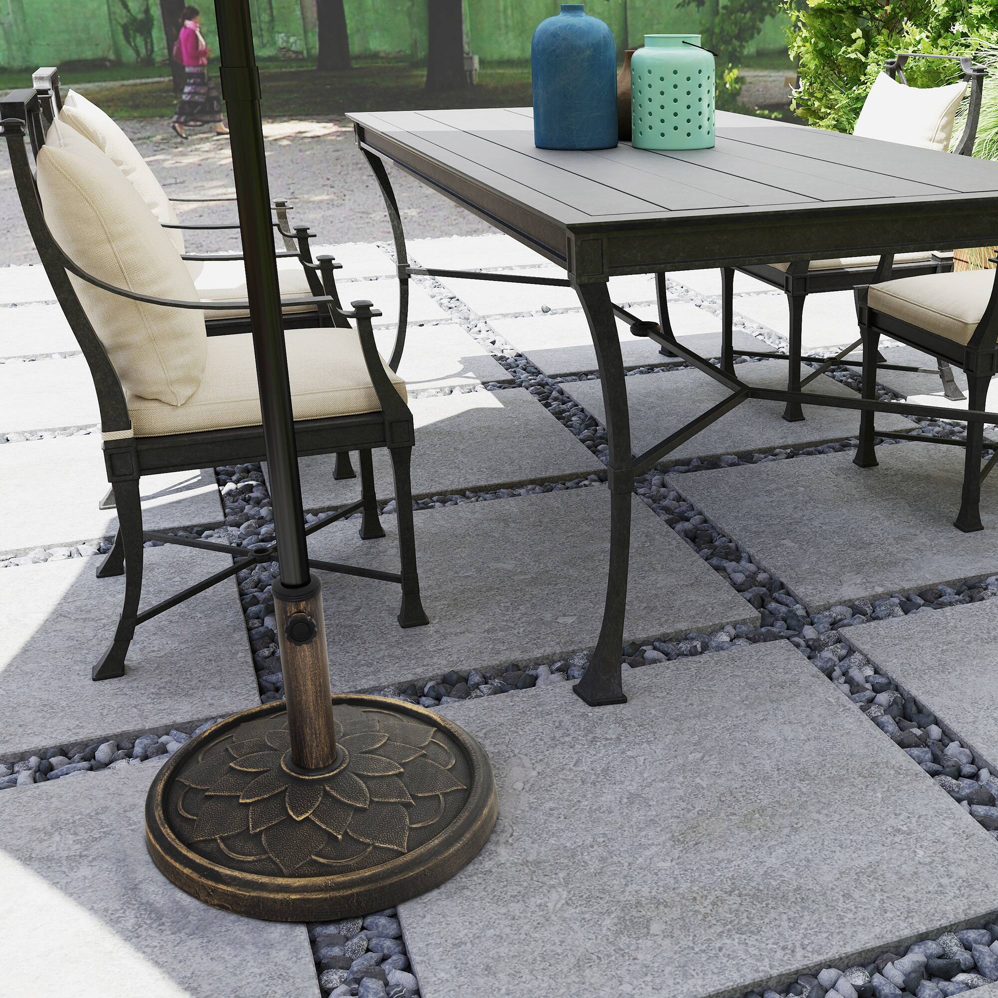 Alt View 4. Outsunny - Round Patio Umbrella Base, 26 lbs Resin Umbrella Stand Base, Umbrella Holder for 1.3"/1.5"/1.9" Umbrella Poles - Bronze.