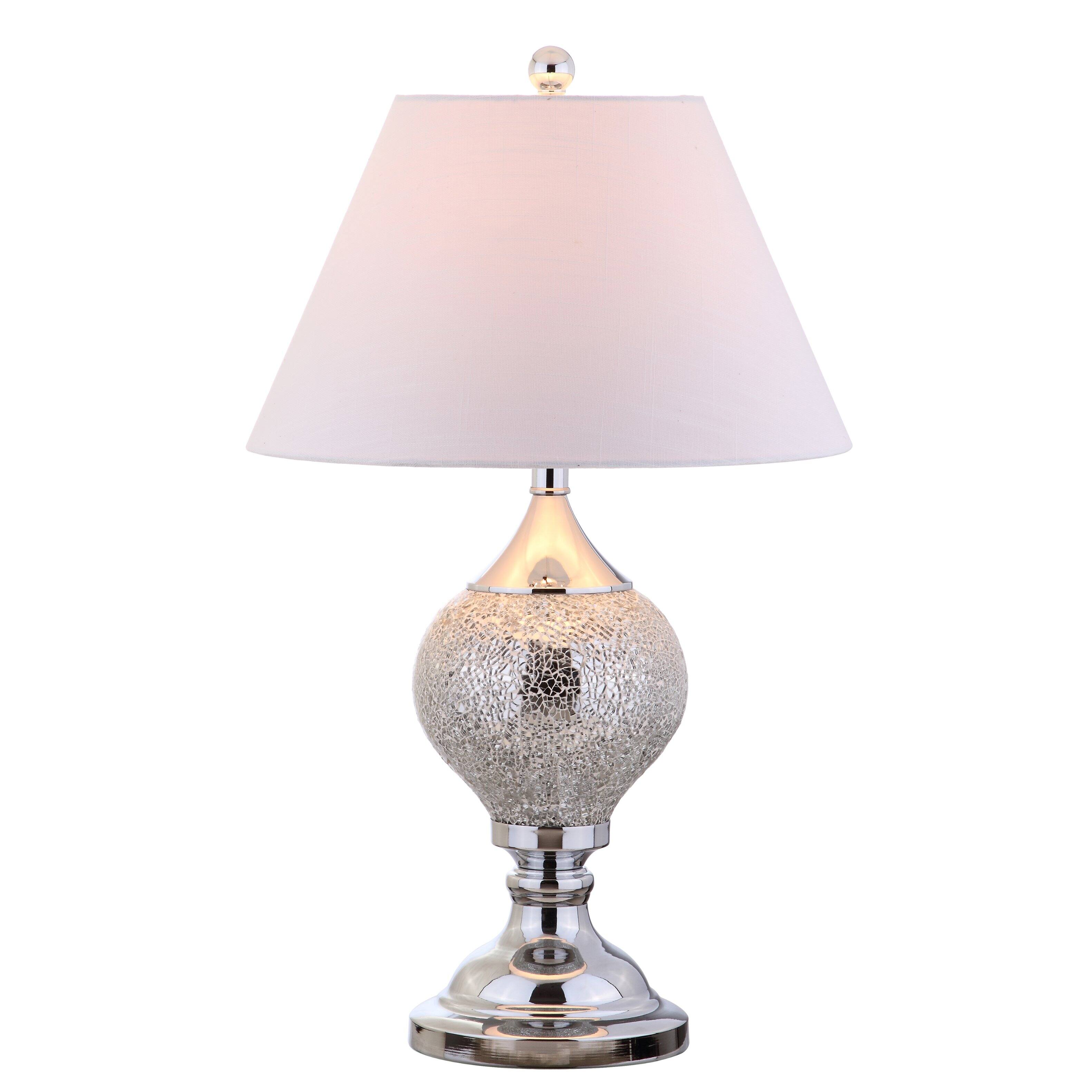 Front. Jonathan Y - Louise 27" Mirrored LED Table Lamp, Silver/Chrome - Silver/Chrome.