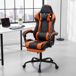 Forest'nSky - Gaming Chair with Footrest, Ergonomic Computer Chair with Headrest, Lumbar Support - Orange