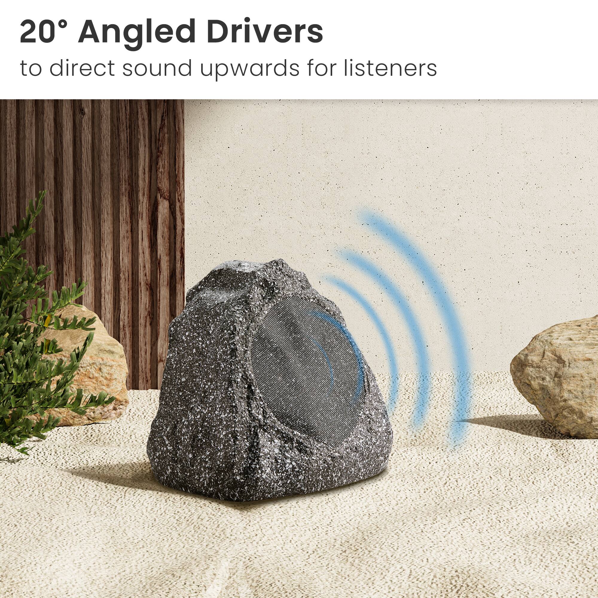 20° Angled Drivers  
to direct sound upwards for listeners