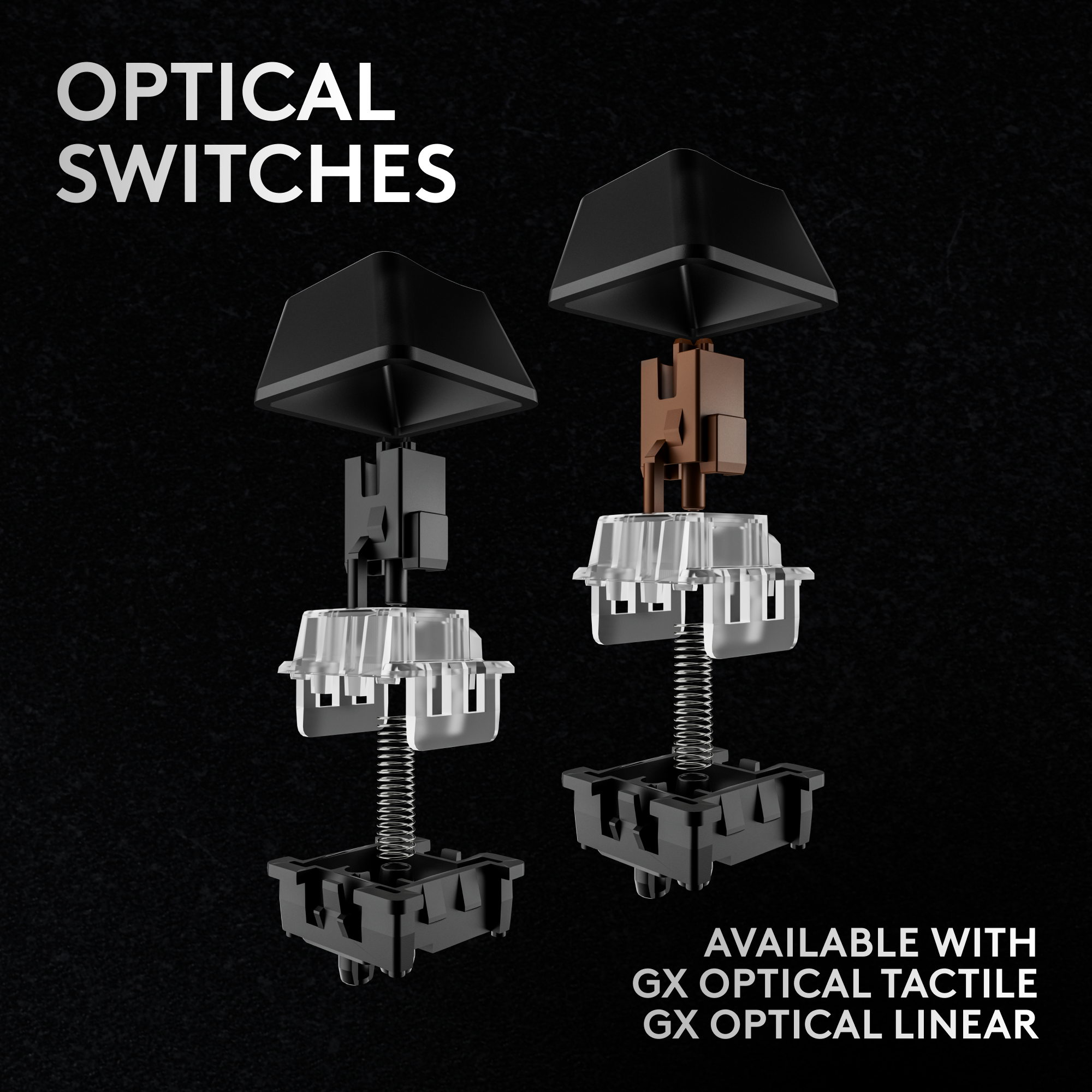 Optical switches are available with GX optical tactile and GX optical linear.