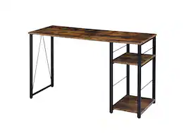 TinyHomie - Vadna Weathered Oak and Black Finish Writing Desk - Black and Oak